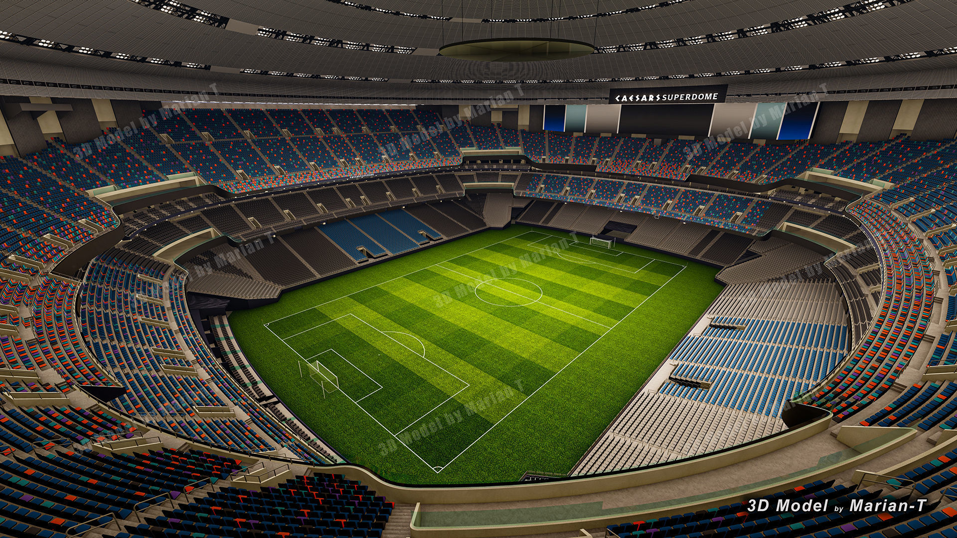 Caesars Superdome - New Orleans USA Low-poly 3D model_25