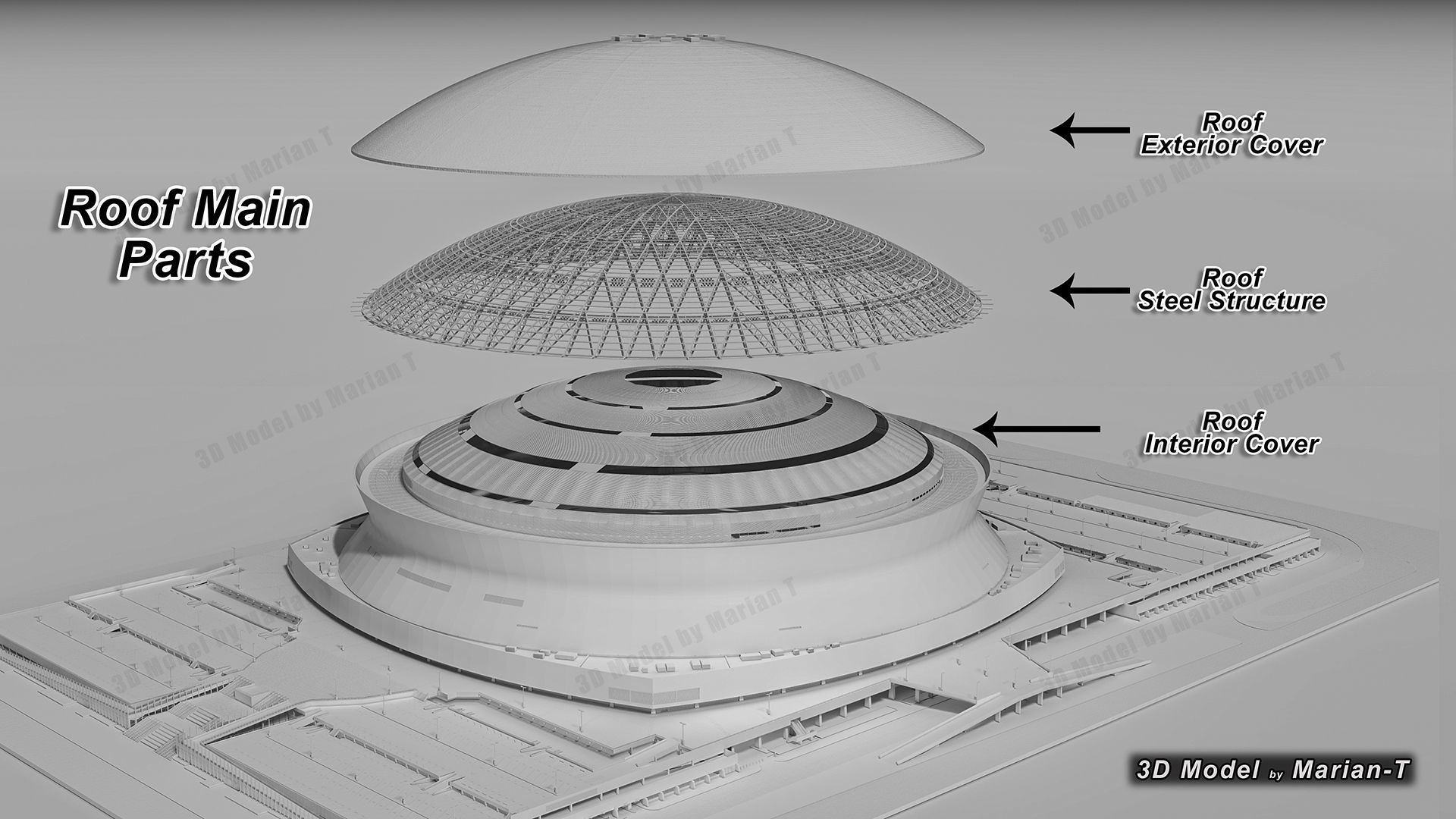 Caesars Superdome - New Orleans USA Low-poly 3D model_12