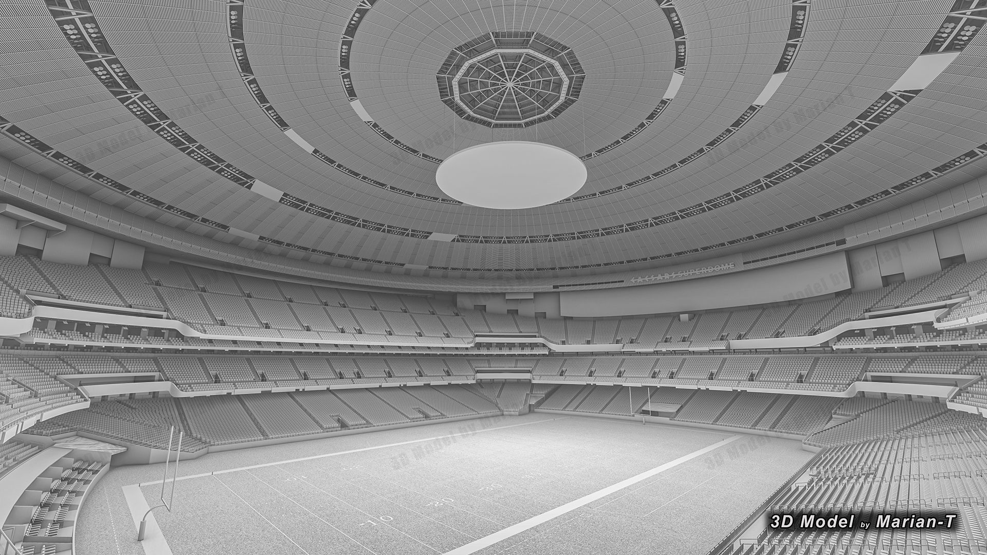 Caesars Superdome - New Orleans USA Low-poly 3D model_7