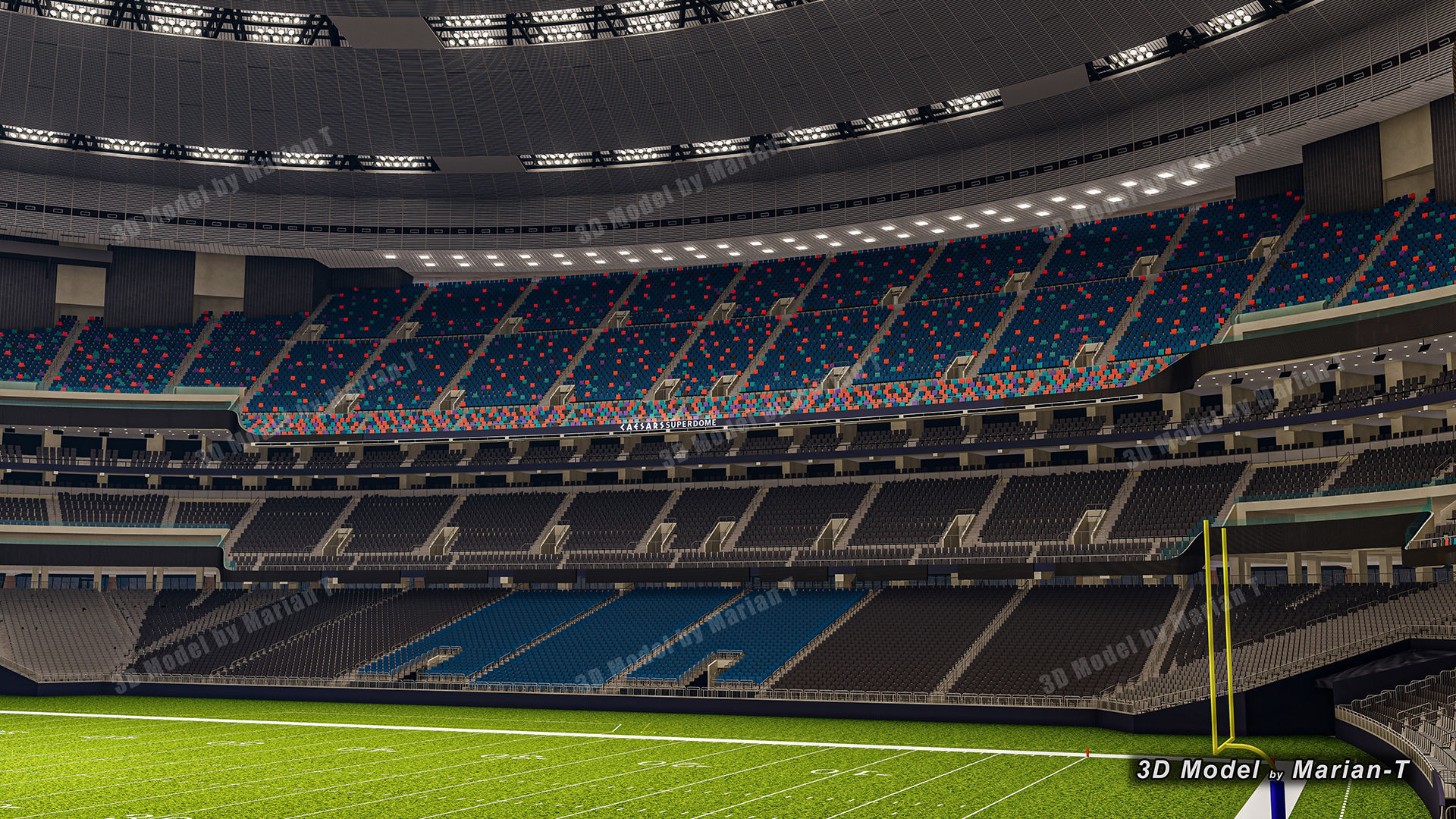 Caesars Superdome - New Orleans USA Low-poly 3D model_30