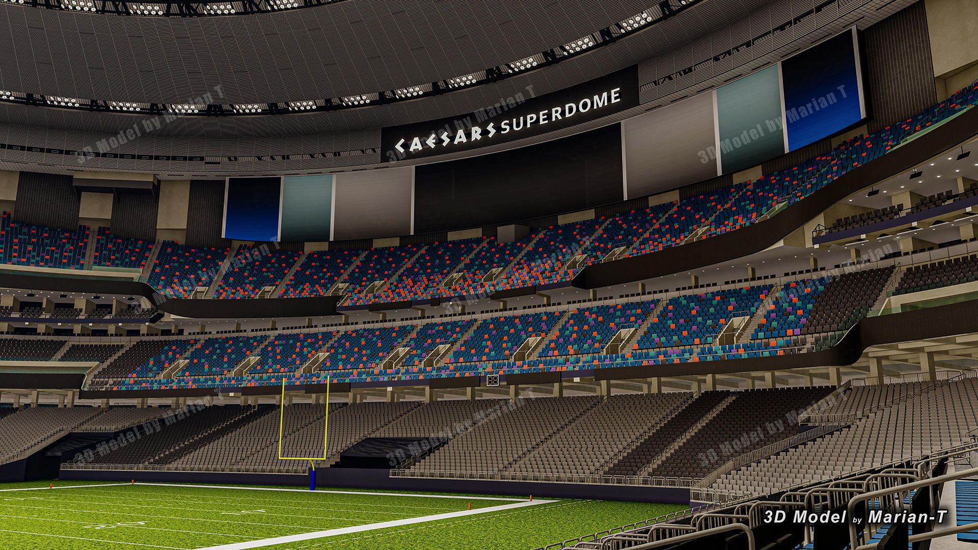 Caesars Superdome - New Orleans USA Low-poly 3D model_36