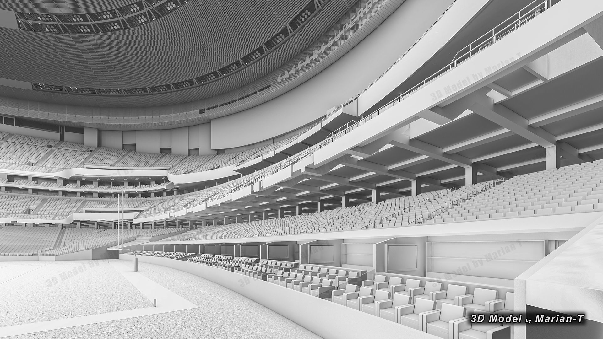 Caesars Superdome - New Orleans USA Low-poly 3D model_32