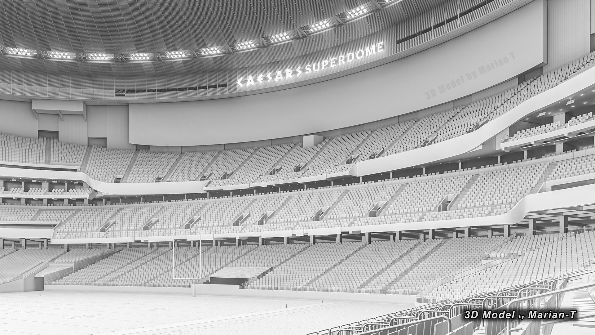 Caesars Superdome - New Orleans USA Low-poly 3D model_37