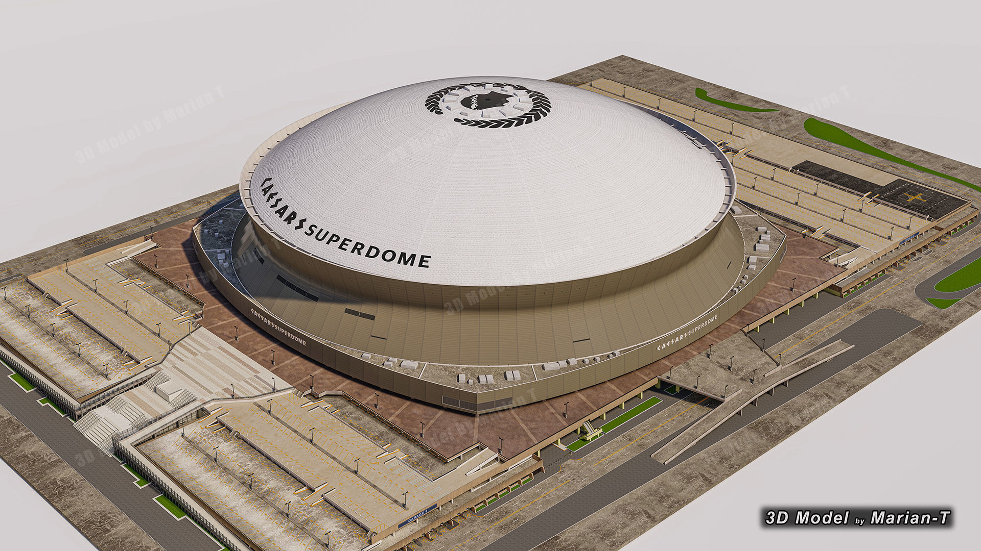Caesars Superdome - New Orleans USA Low-poly 3D model_4