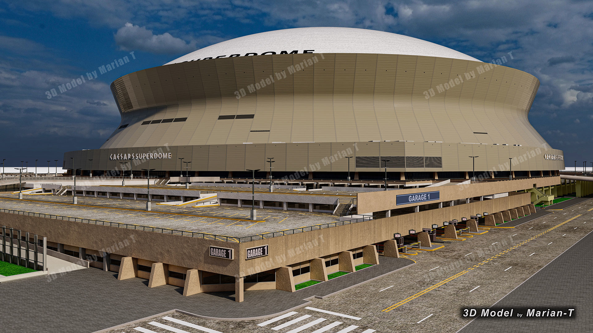 Caesars Superdome - New Orleans USA Low-poly 3D model_14