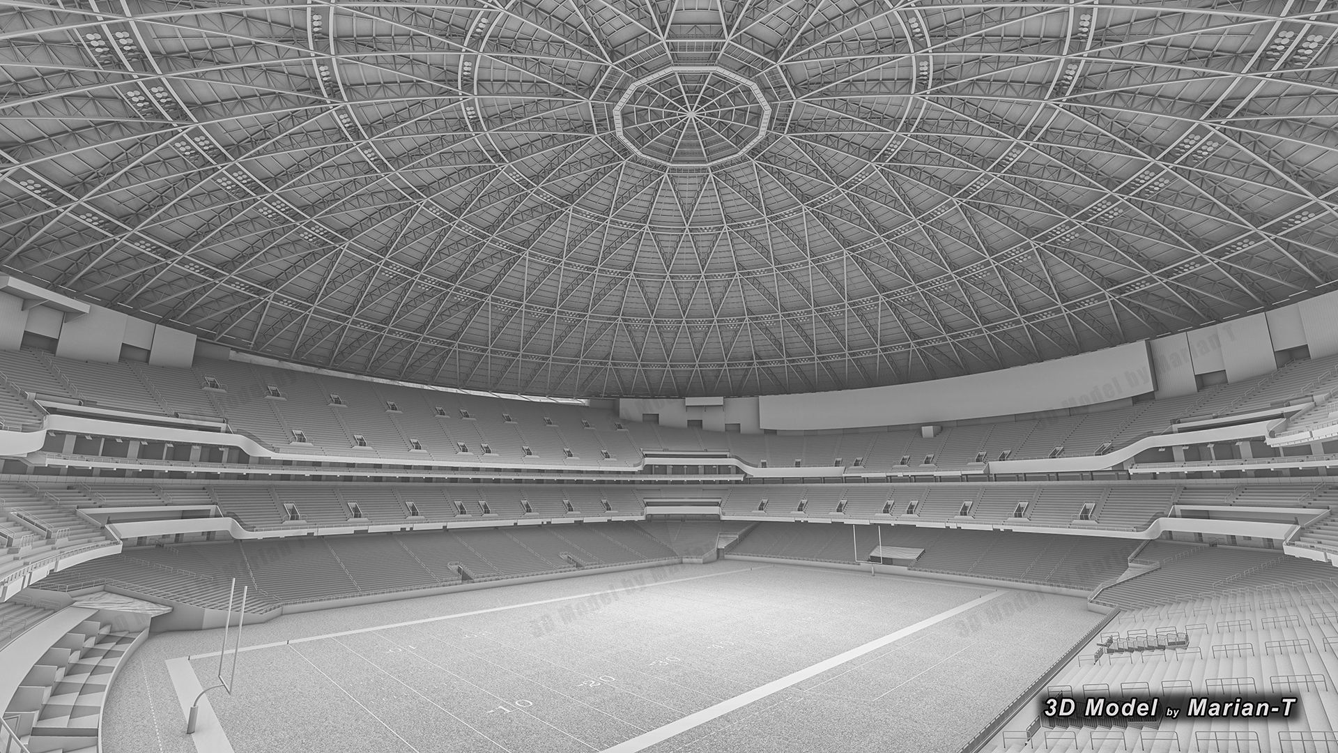 Caesars Superdome - New Orleans USA Low-poly 3D model_8