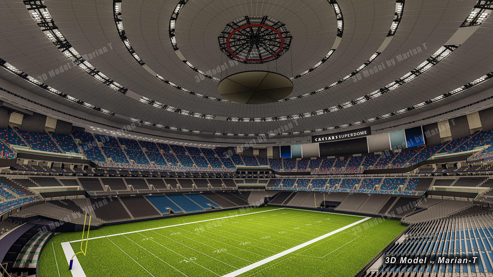Caesars Superdome - New Orleans USA Low-poly 3D model_6