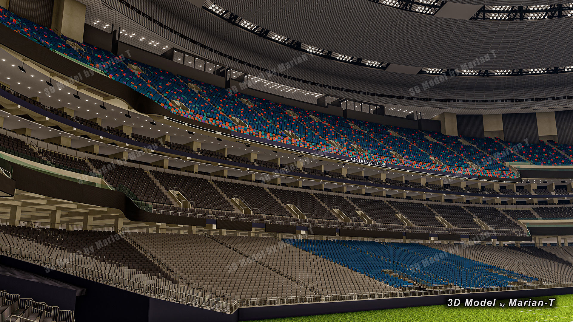 Caesars Superdome - New Orleans USA Low-poly 3D model_38