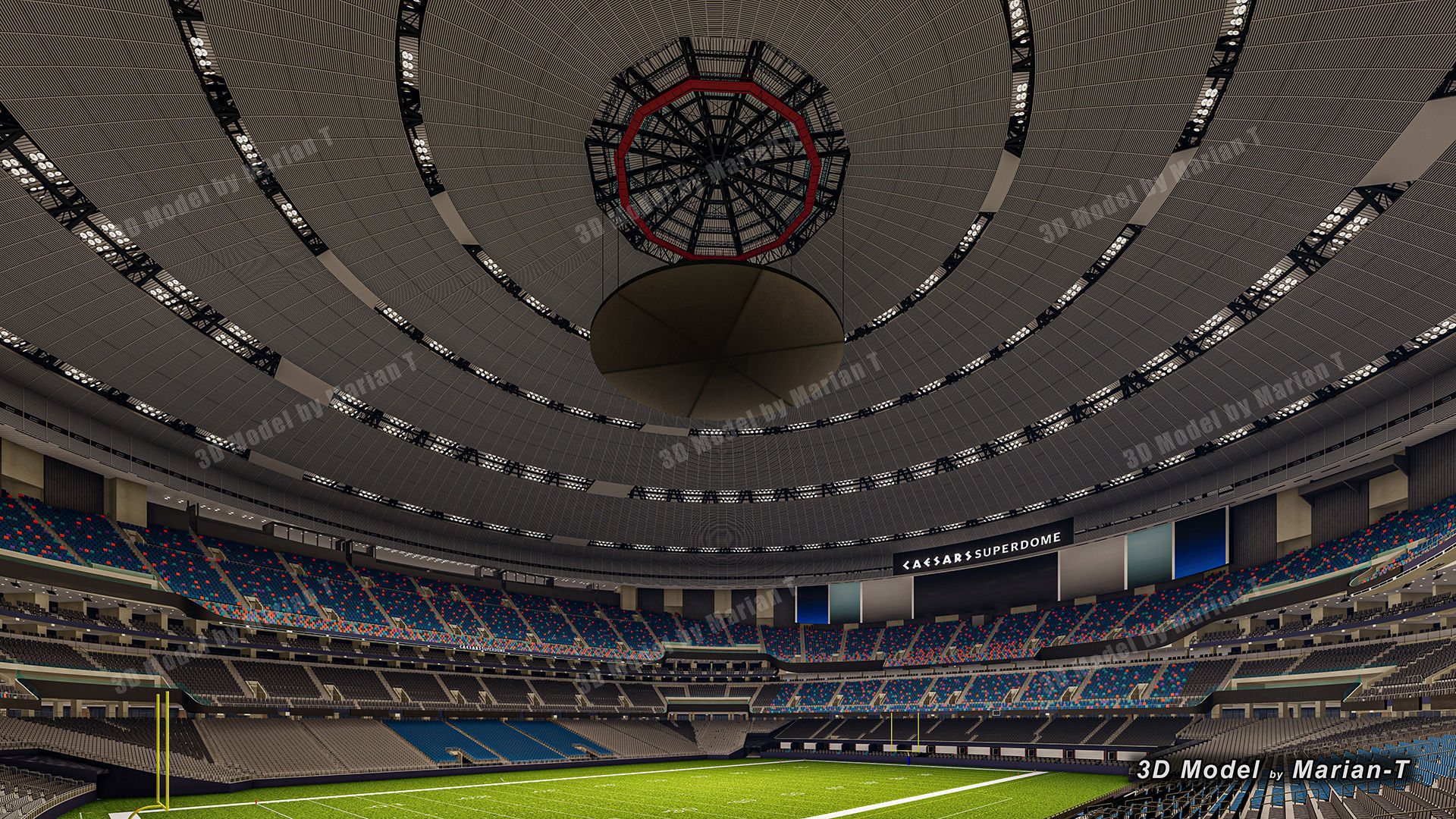 Caesars Superdome - New Orleans USA Low-poly 3D model_42