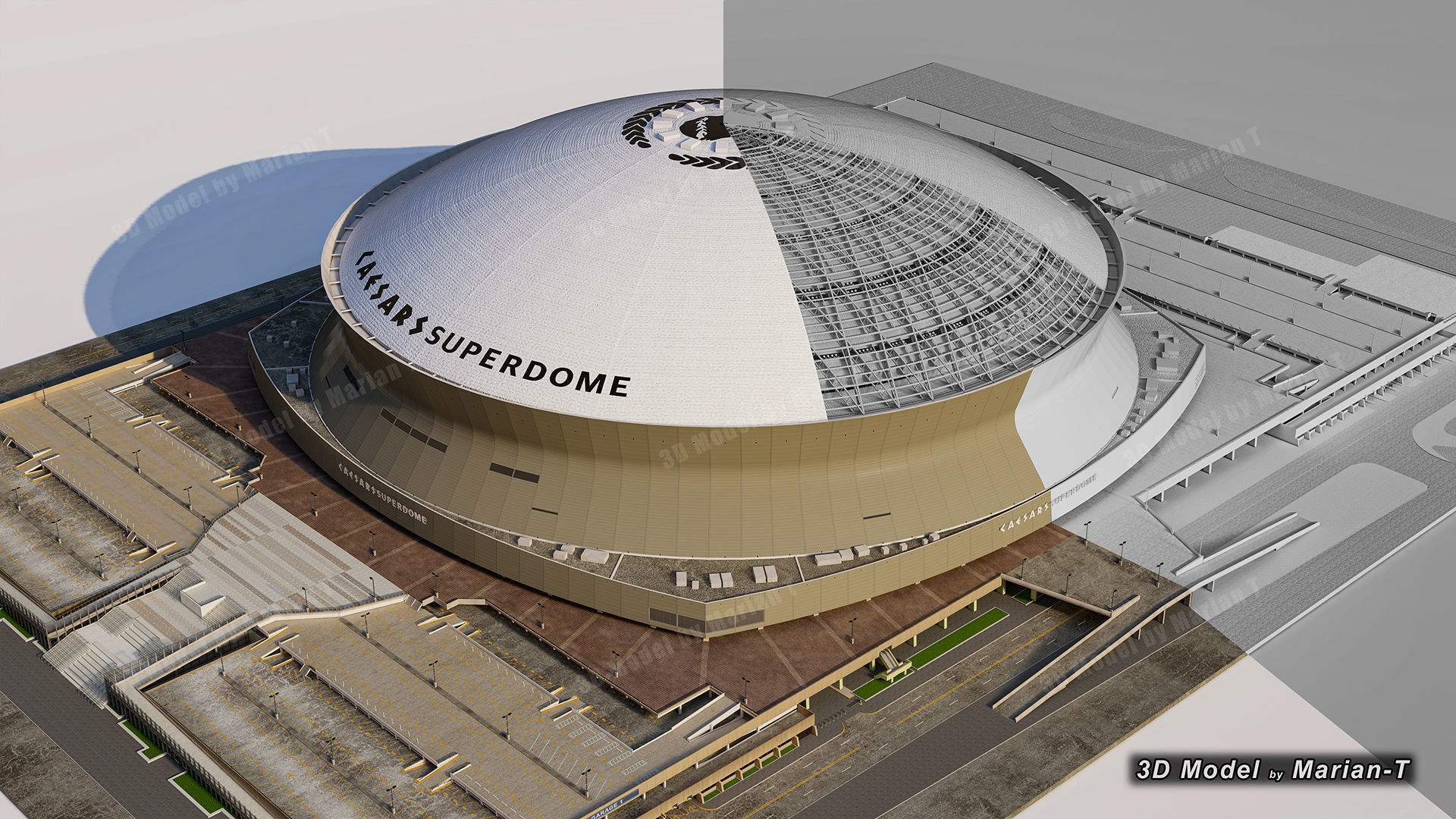 Caesars Superdome - New Orleans USA Low-poly 3D model_0