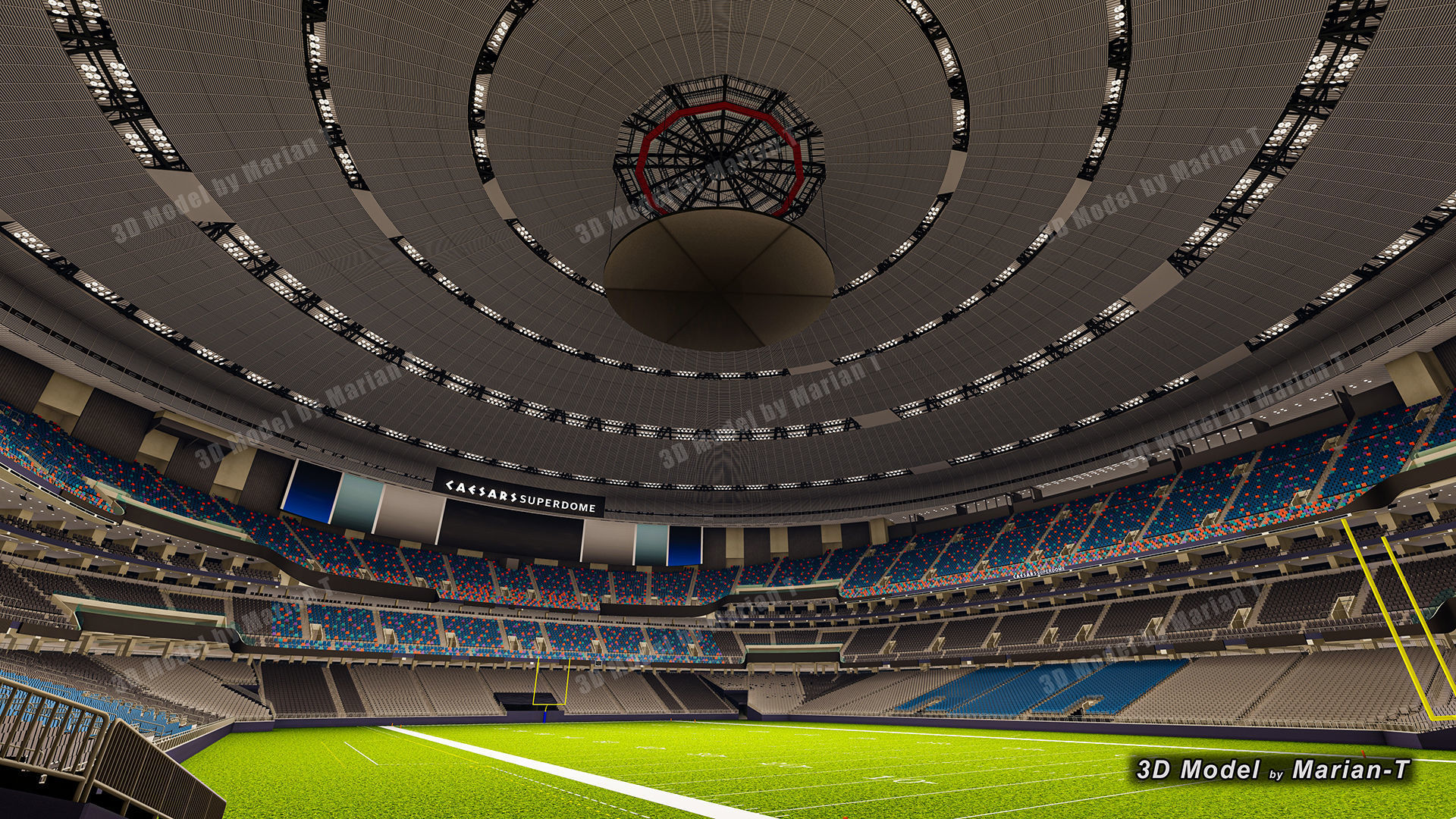 Caesars Superdome - New Orleans USA Low-poly 3D model_45