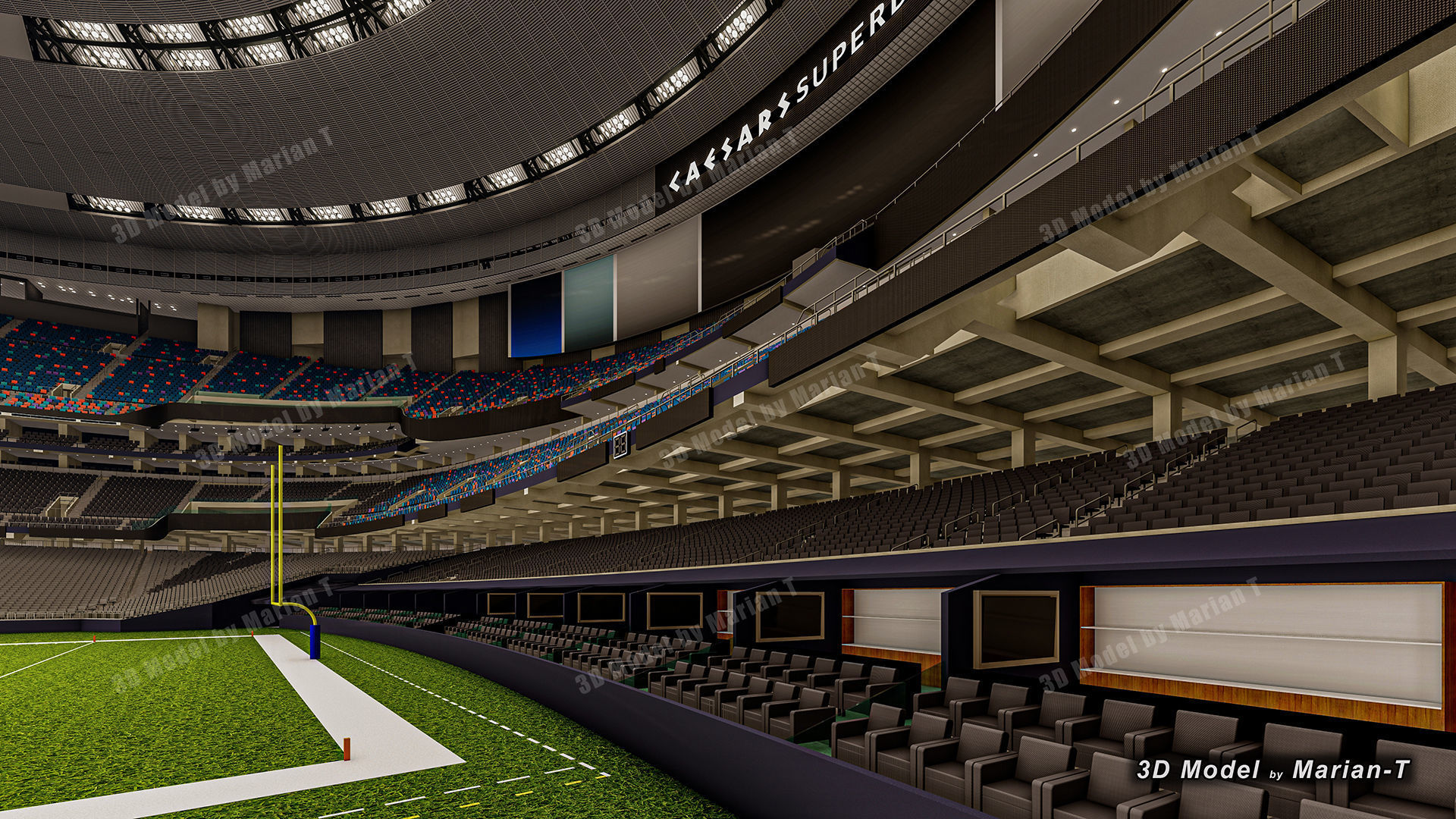 Caesars Superdome - New Orleans USA Low-poly 3D model_31