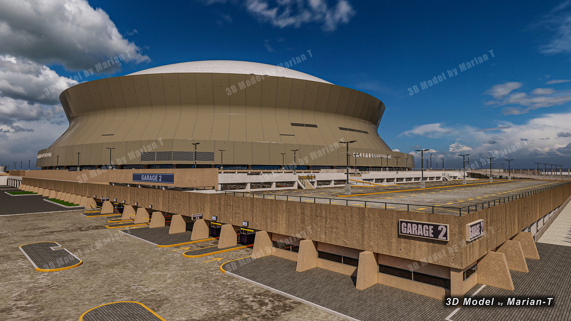 Caesars Superdome - New Orleans USA Low-poly 3D model_70