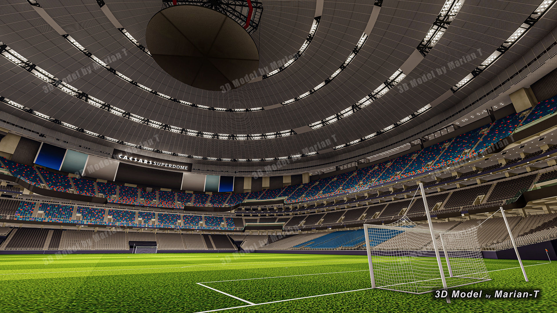 Caesars Superdome - New Orleans USA Low-poly 3D model_35