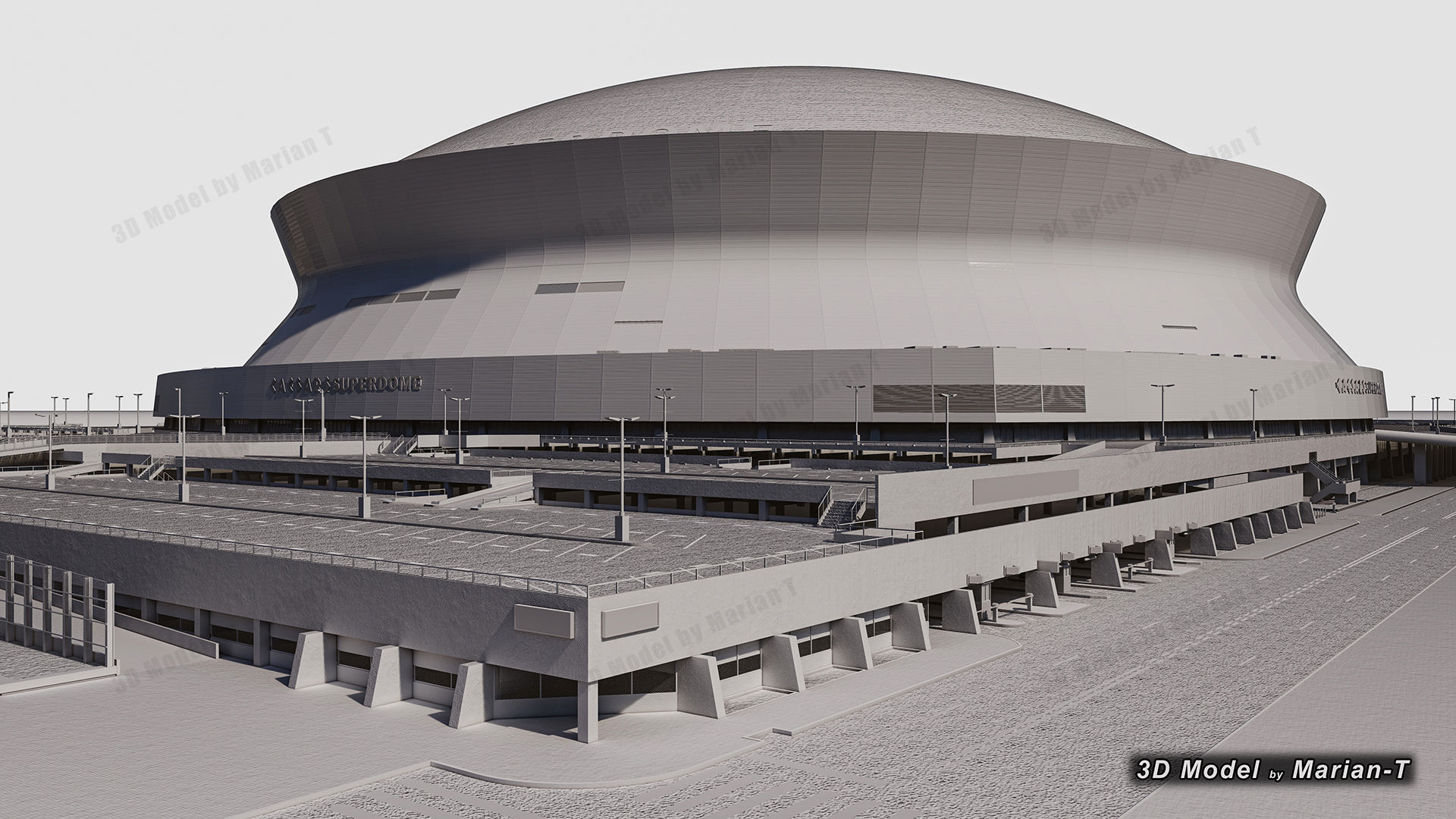 Caesars Superdome - New Orleans USA Low-poly 3D model_13