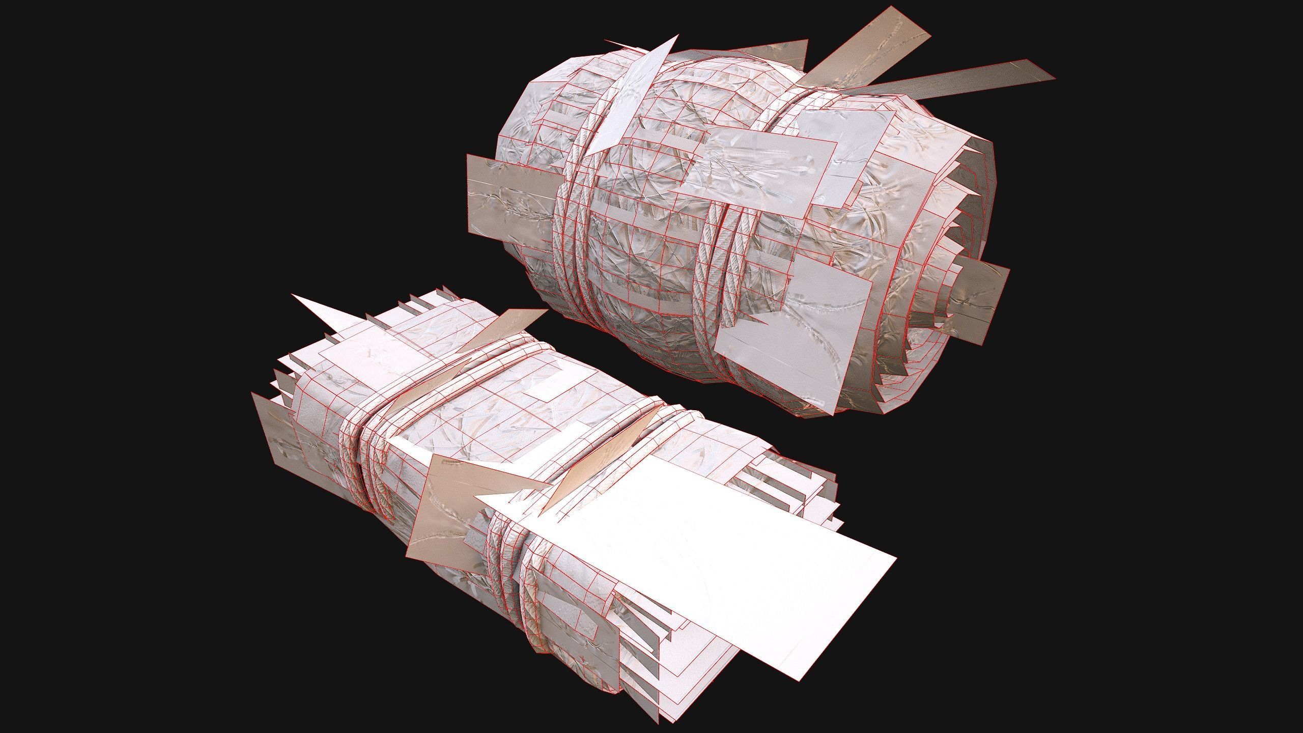 Hay Bale Square and Round Low-poly 3D model_20