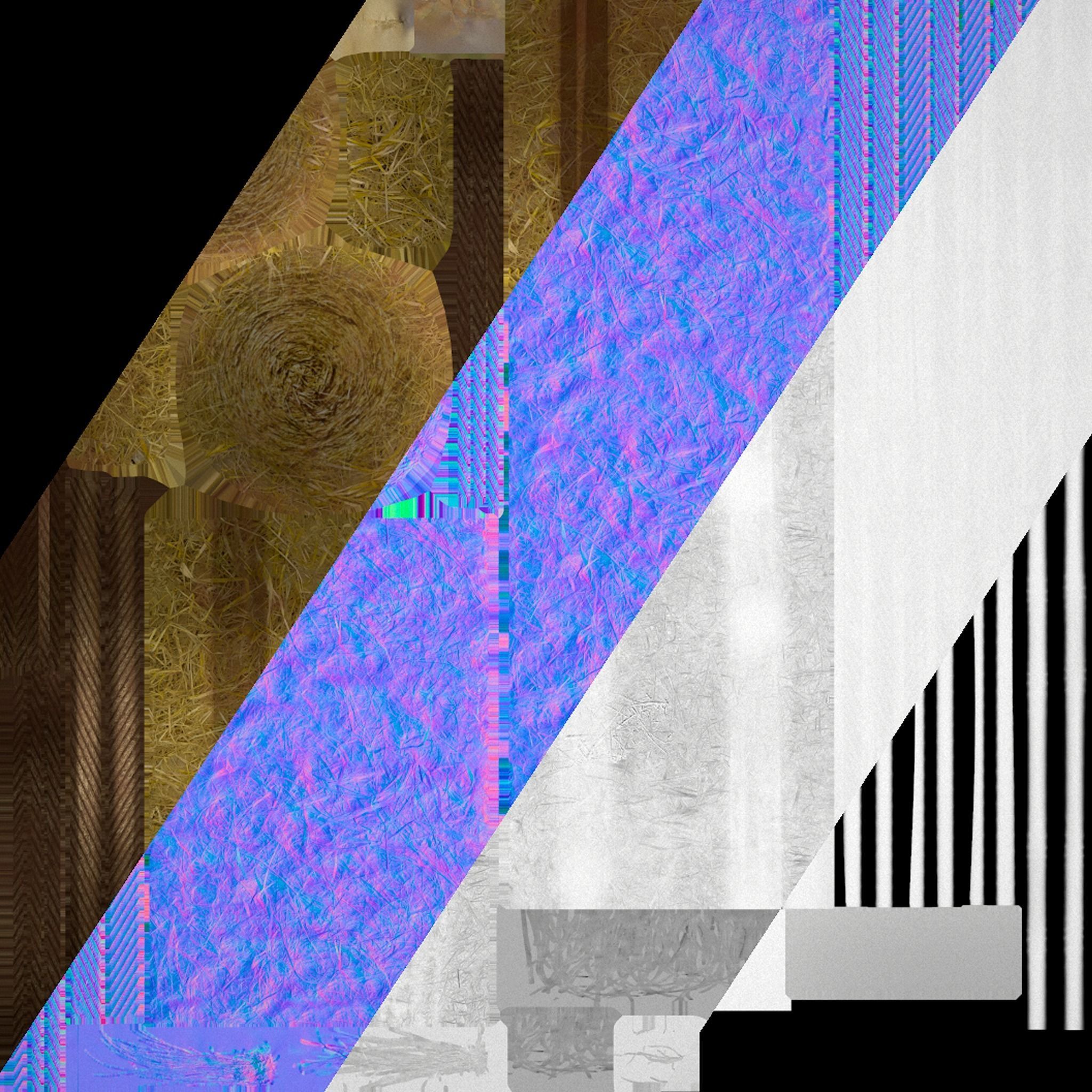 Hay Bale Square and Round Low-poly 3D model_24