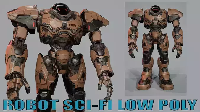 Robot Sci-fi low poly  Low-poly 3D model