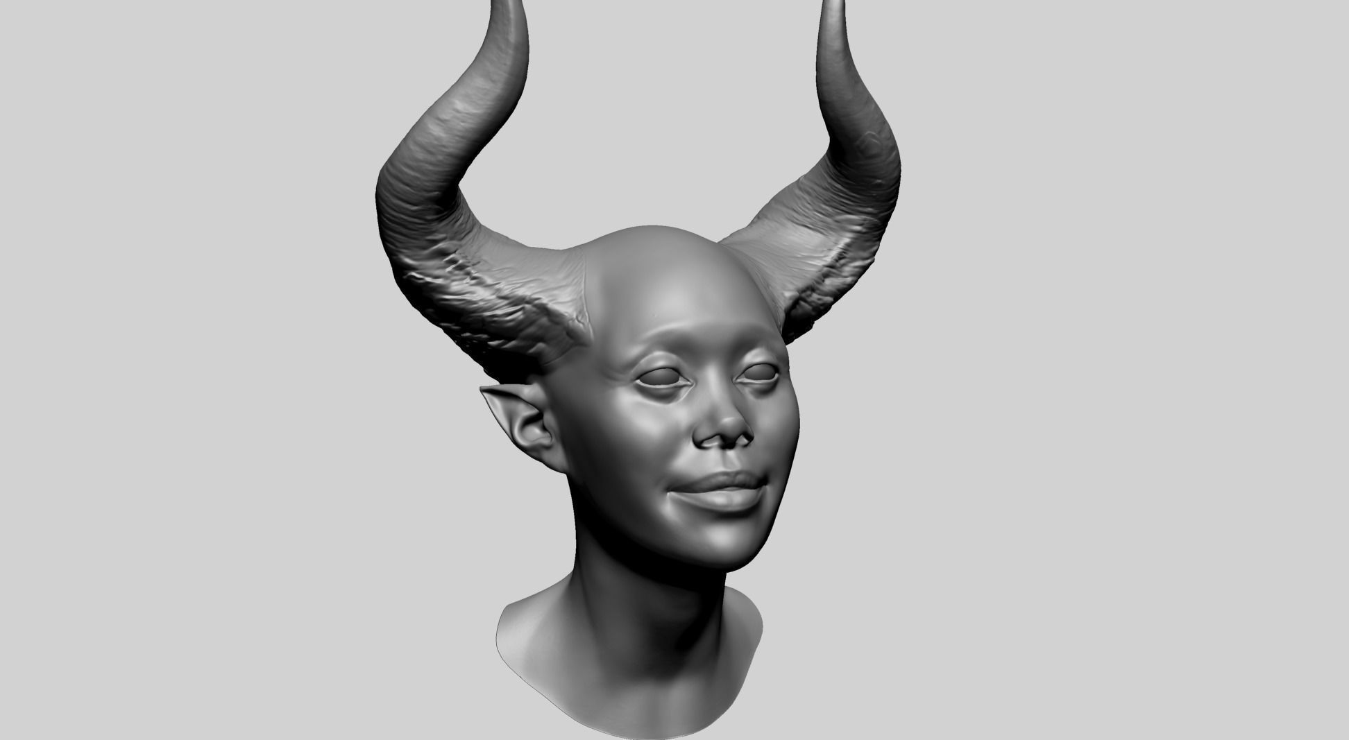 Fantasy Female Head D1 3D model_1