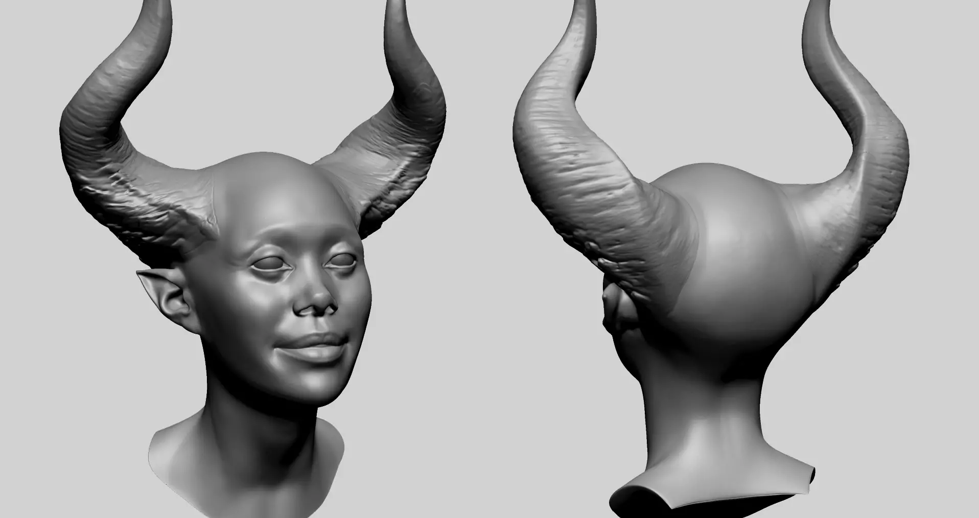 Fantasy Female Head D1 3D model_0