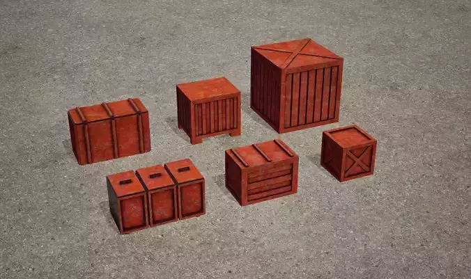 Metal Crates Pack - Metal Boxes Collection Low-poly 3D model