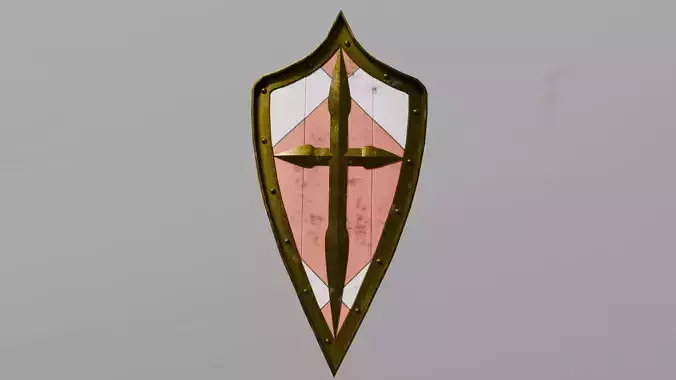 Tri-Parted Pointed Heraldic Shield