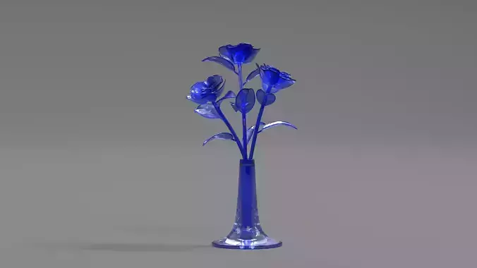 Glass Flower Showpiece Blue