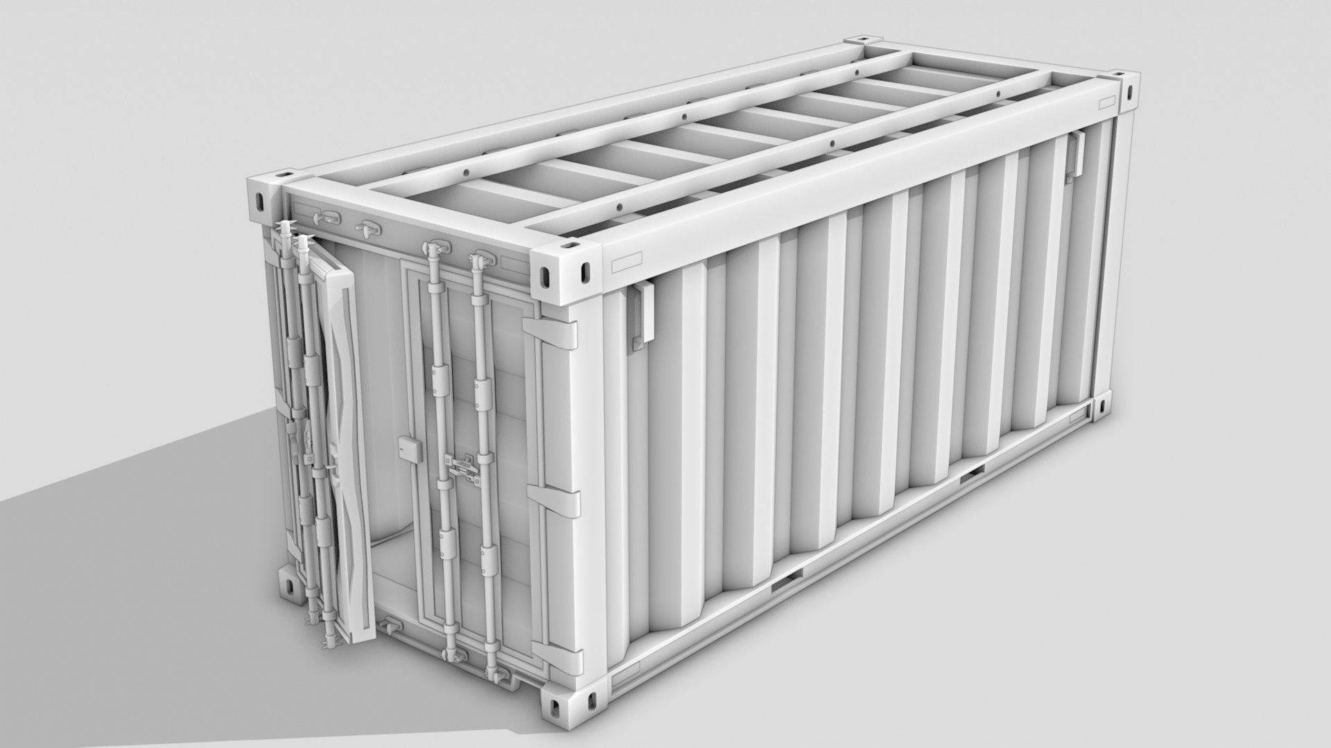 Stylized Cargo Shipping Container Low-poly 3D model_18