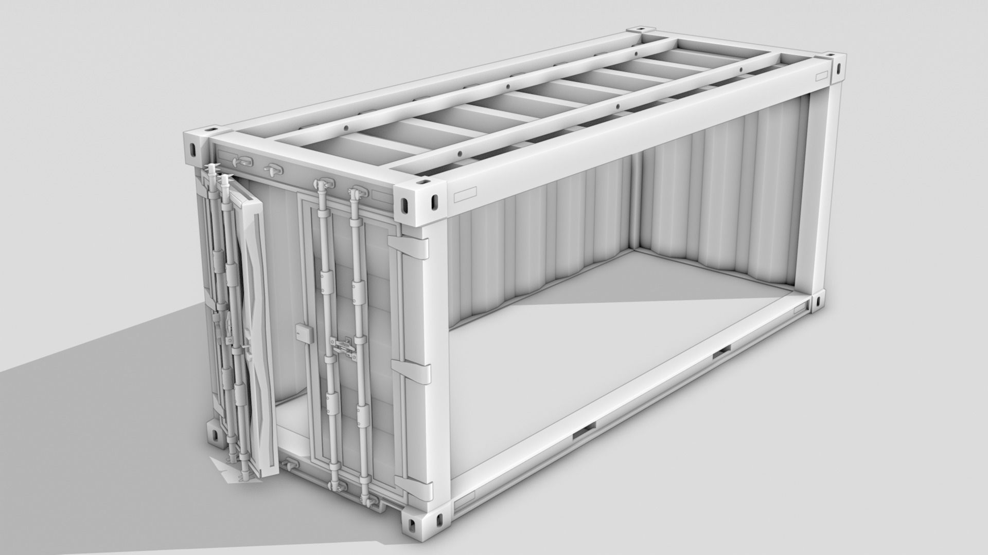 Stylized Cargo Shipping Container Low-poly 3D model_19