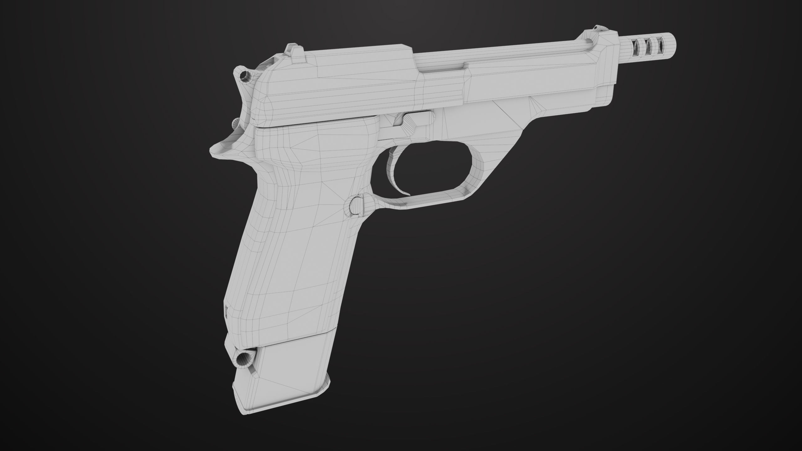 Pistol 08 Silver Generic All PBR UE Textures Included Low-poly 3D model_70
