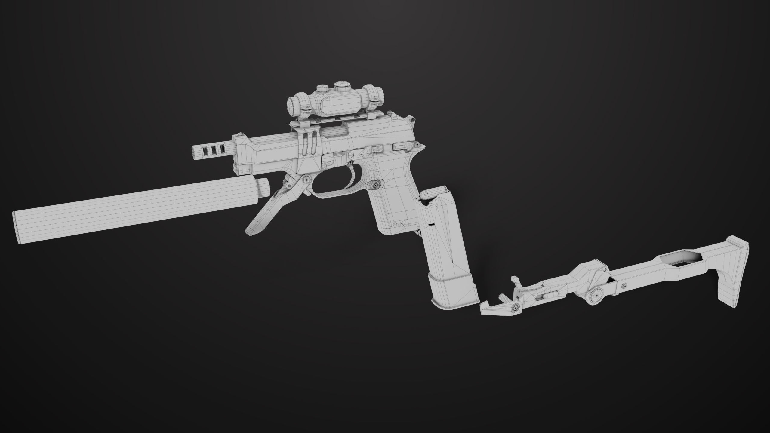 Pistol 08 Silver Generic All PBR UE Textures Included Low-poly 3D model_71