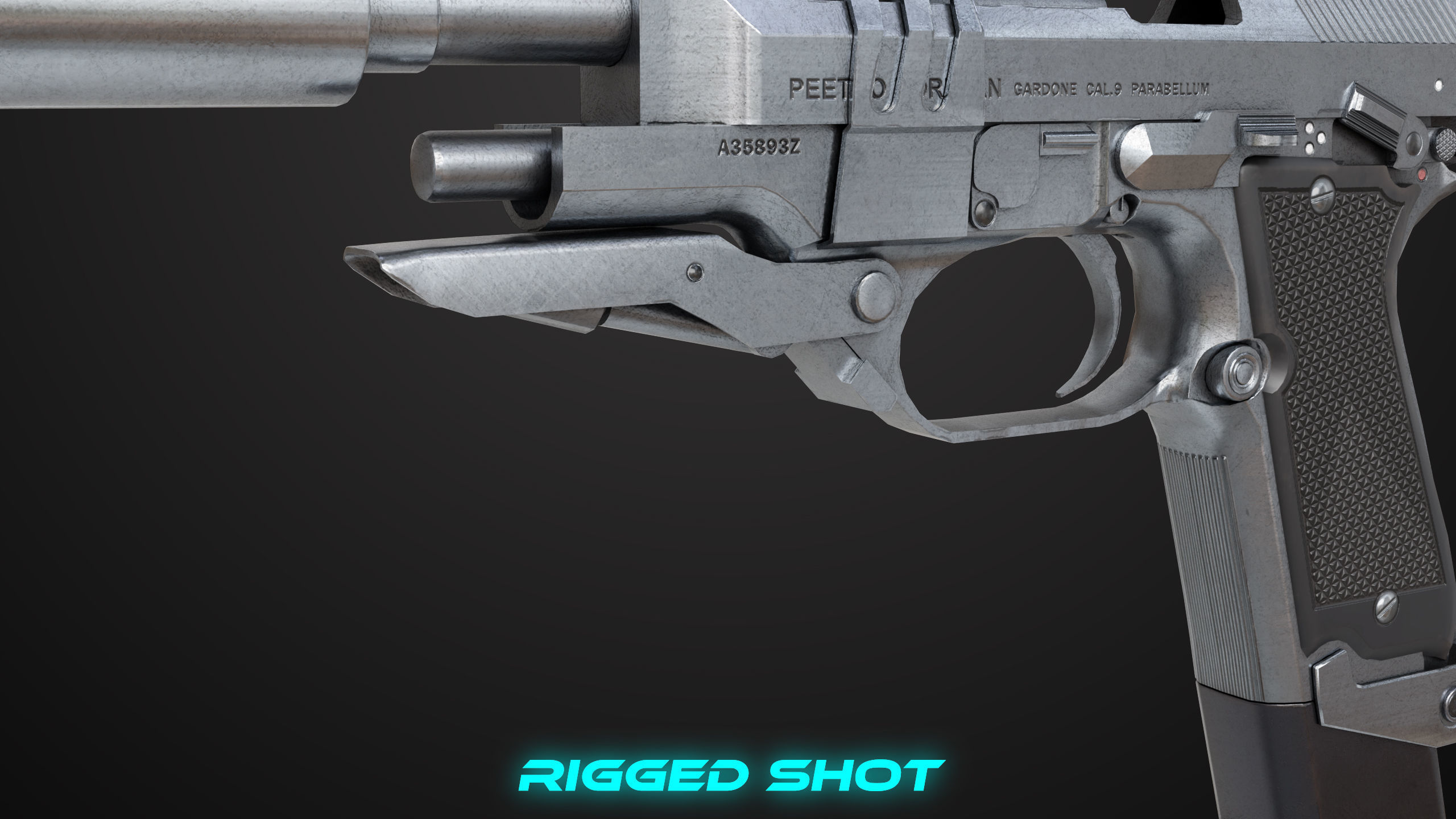 Pistol 08 Silver Generic All PBR UE Textures Included Low-poly 3D model_30