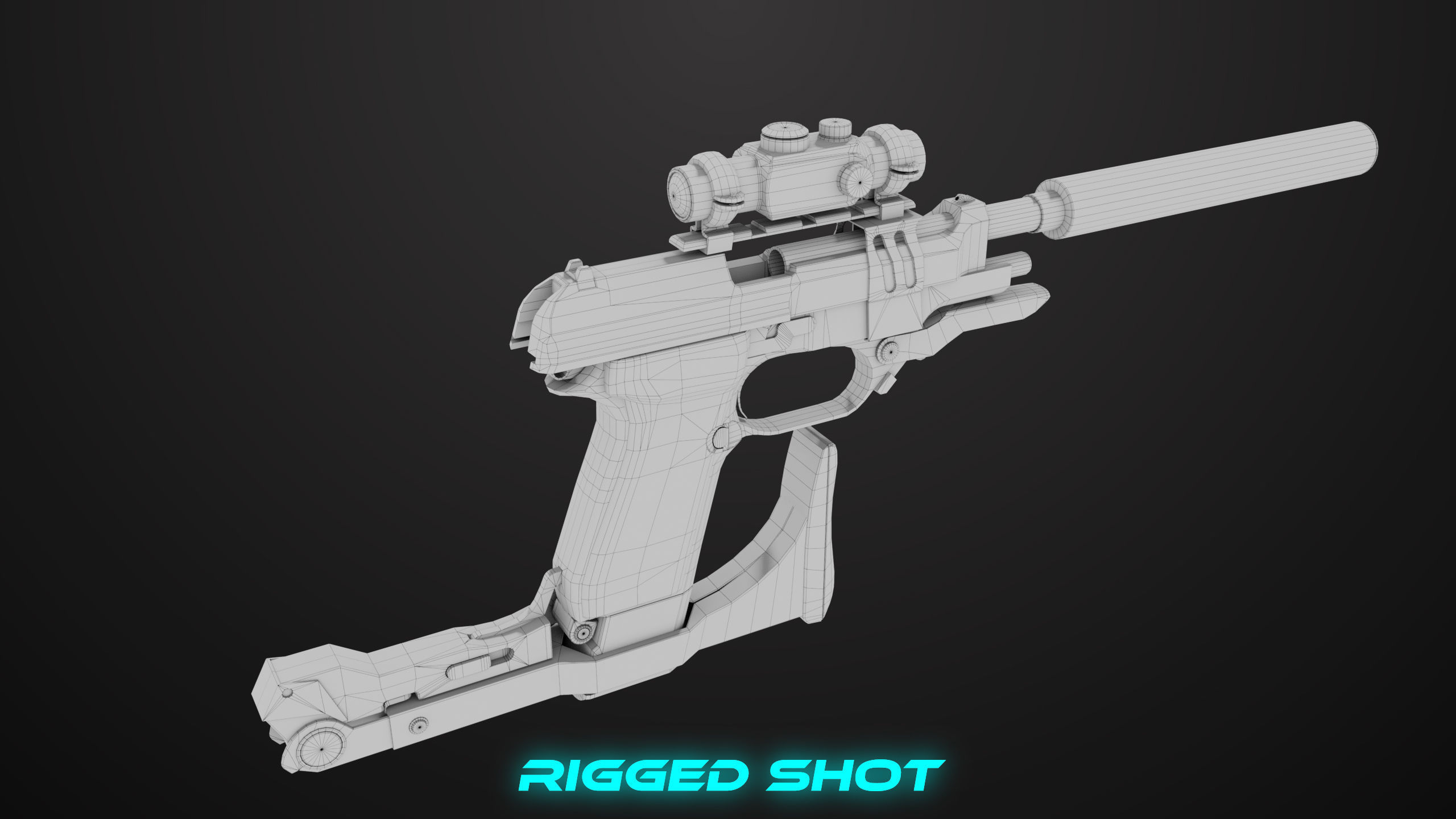 Pistol 08 Silver Generic All PBR UE Textures Included Low-poly 3D model_67