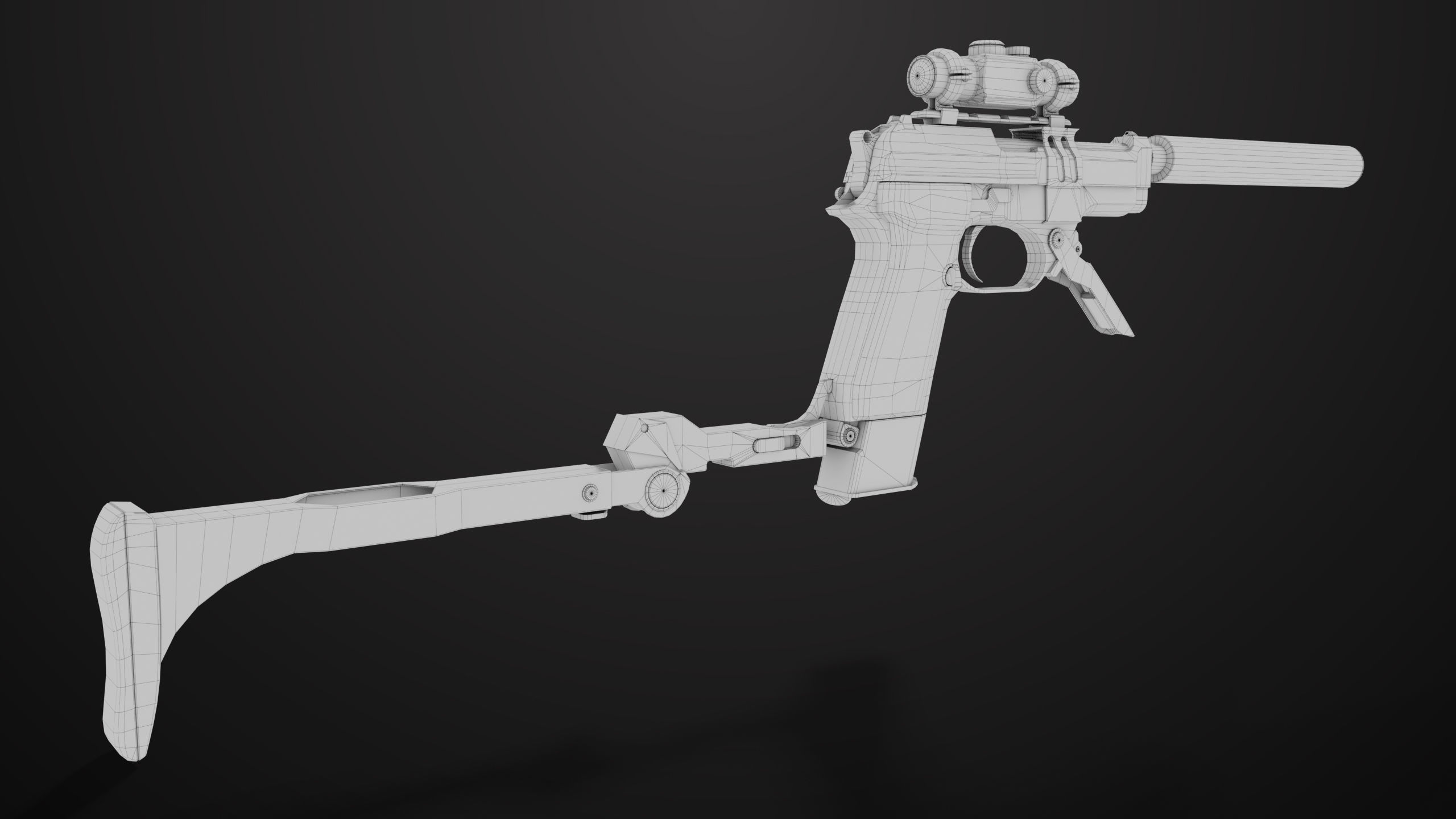 Pistol 08 Silver Generic All PBR UE Textures Included Low-poly 3D model_51