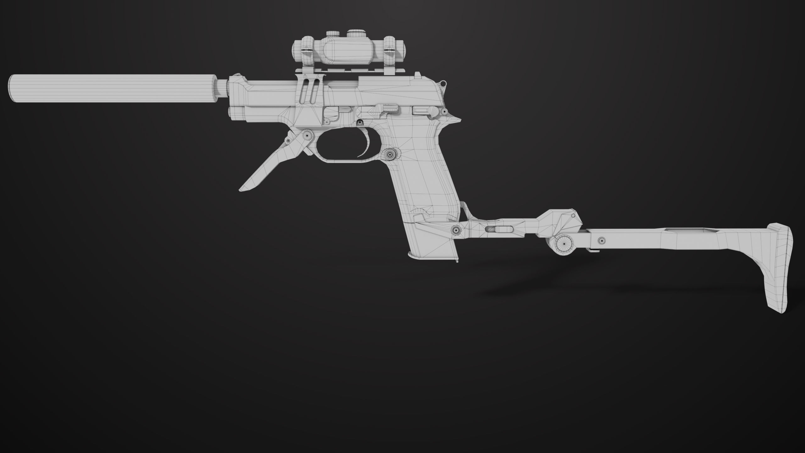 Pistol 08 Silver Generic All PBR UE Textures Included Low-poly 3D model_45