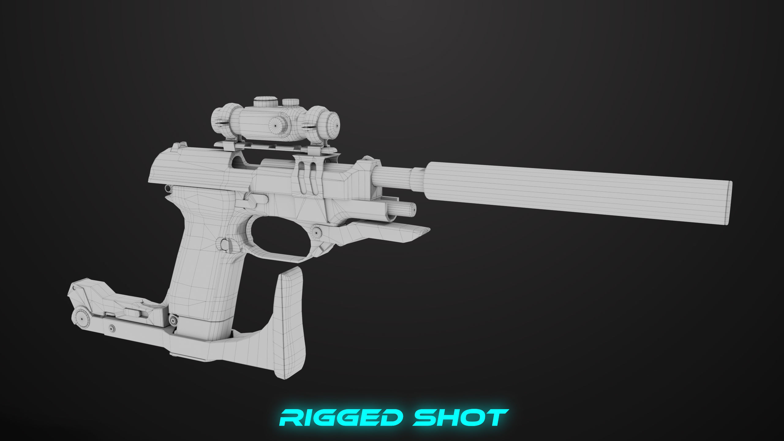 Pistol 08 Silver Generic All PBR UE Textures Included Low-poly 3D model_66