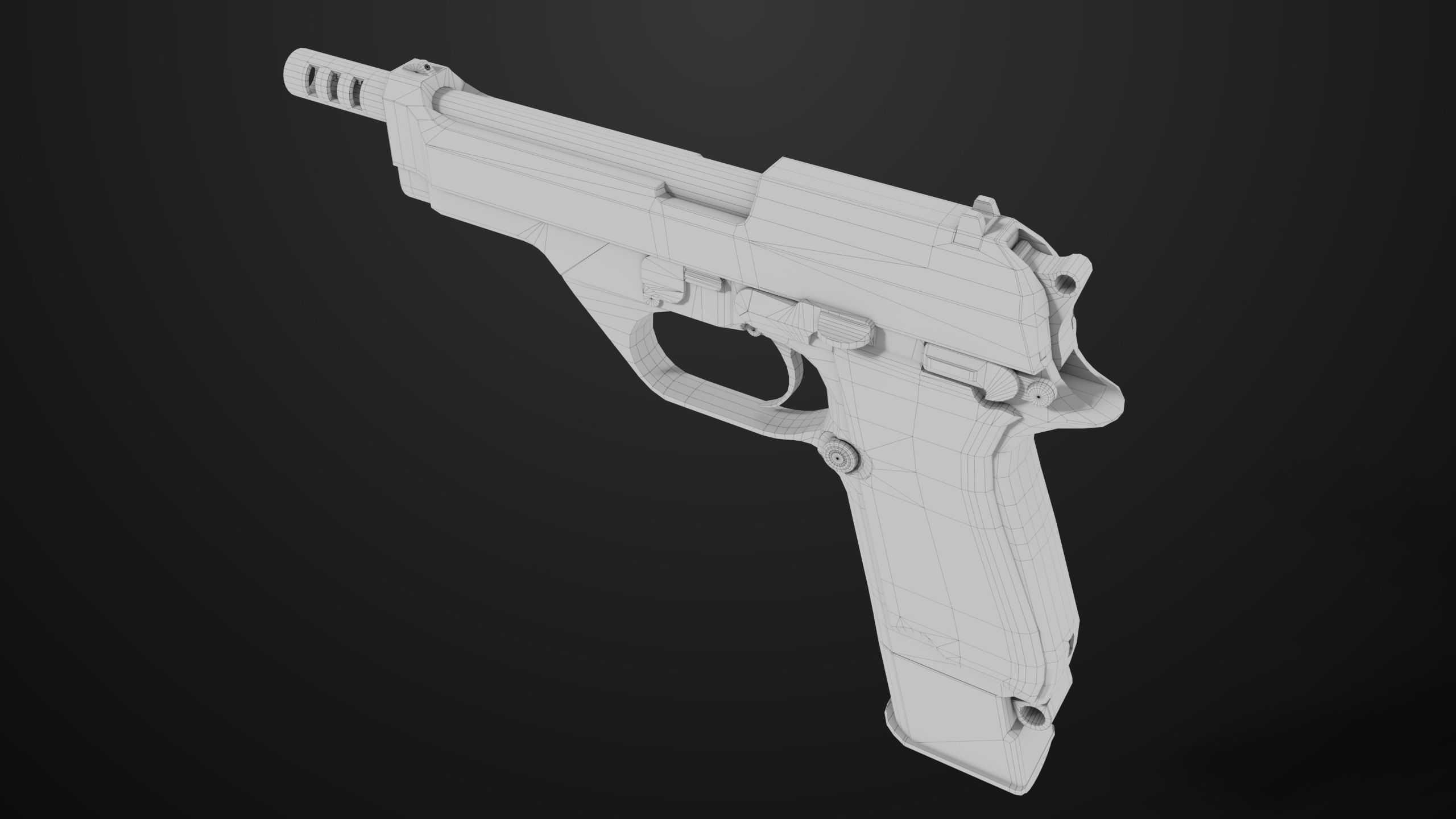 Pistol 08 Silver Generic All PBR UE Textures Included Low-poly 3D model_69