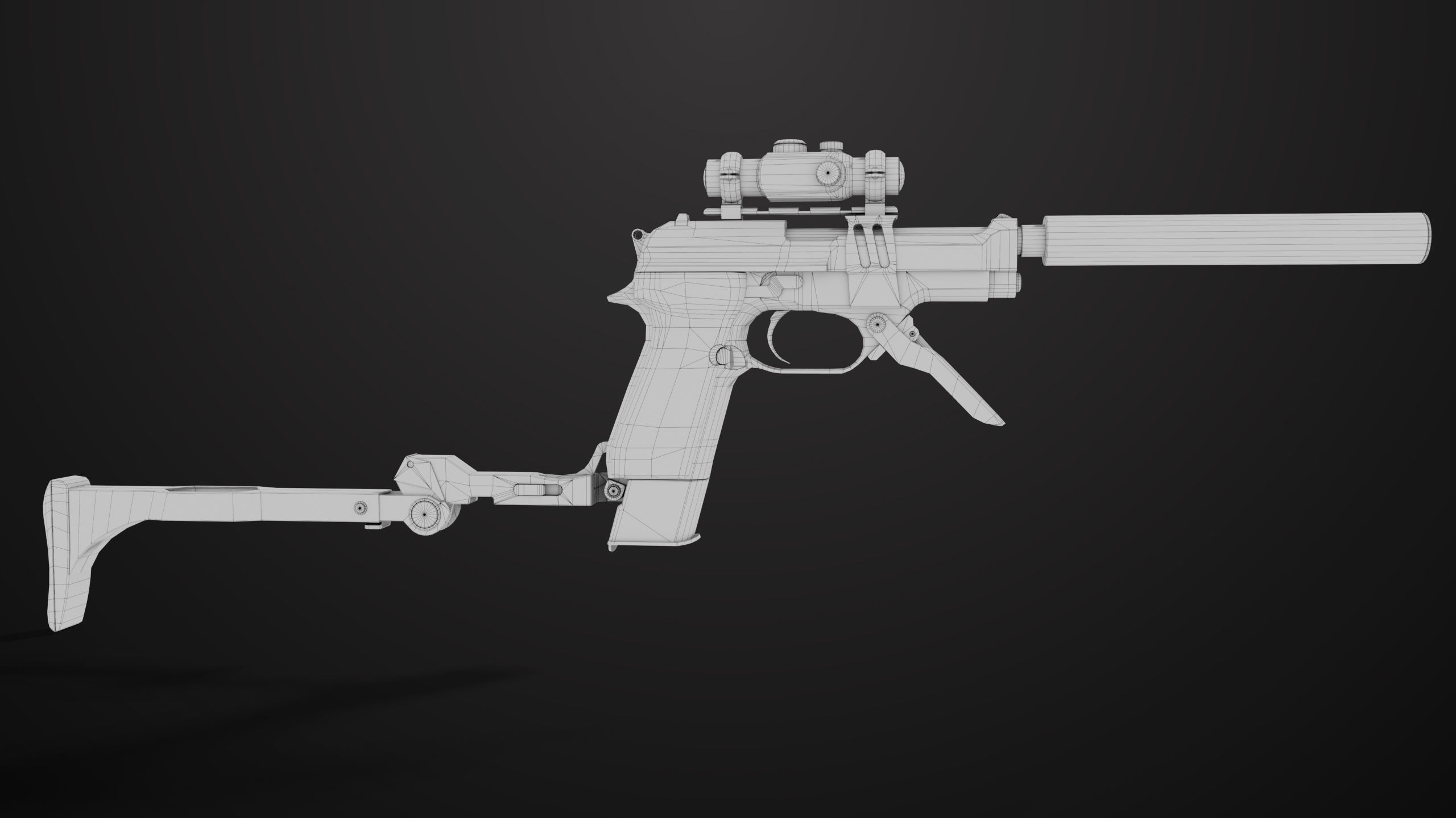 Pistol 08 Silver Generic All PBR UE Textures Included Low-poly 3D model_48