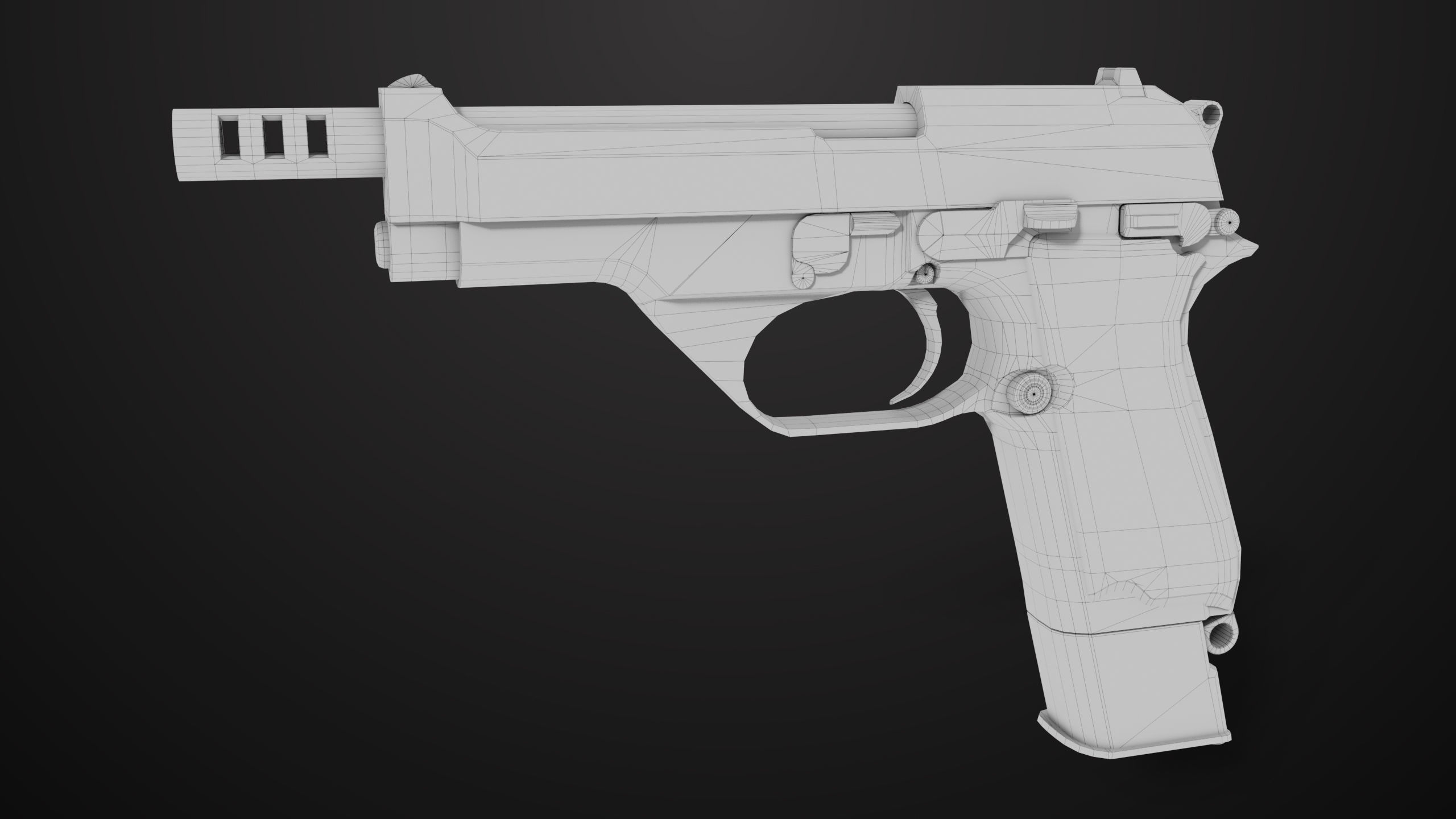 Pistol 08 Silver Generic All PBR UE Textures Included Low-poly 3D model_49