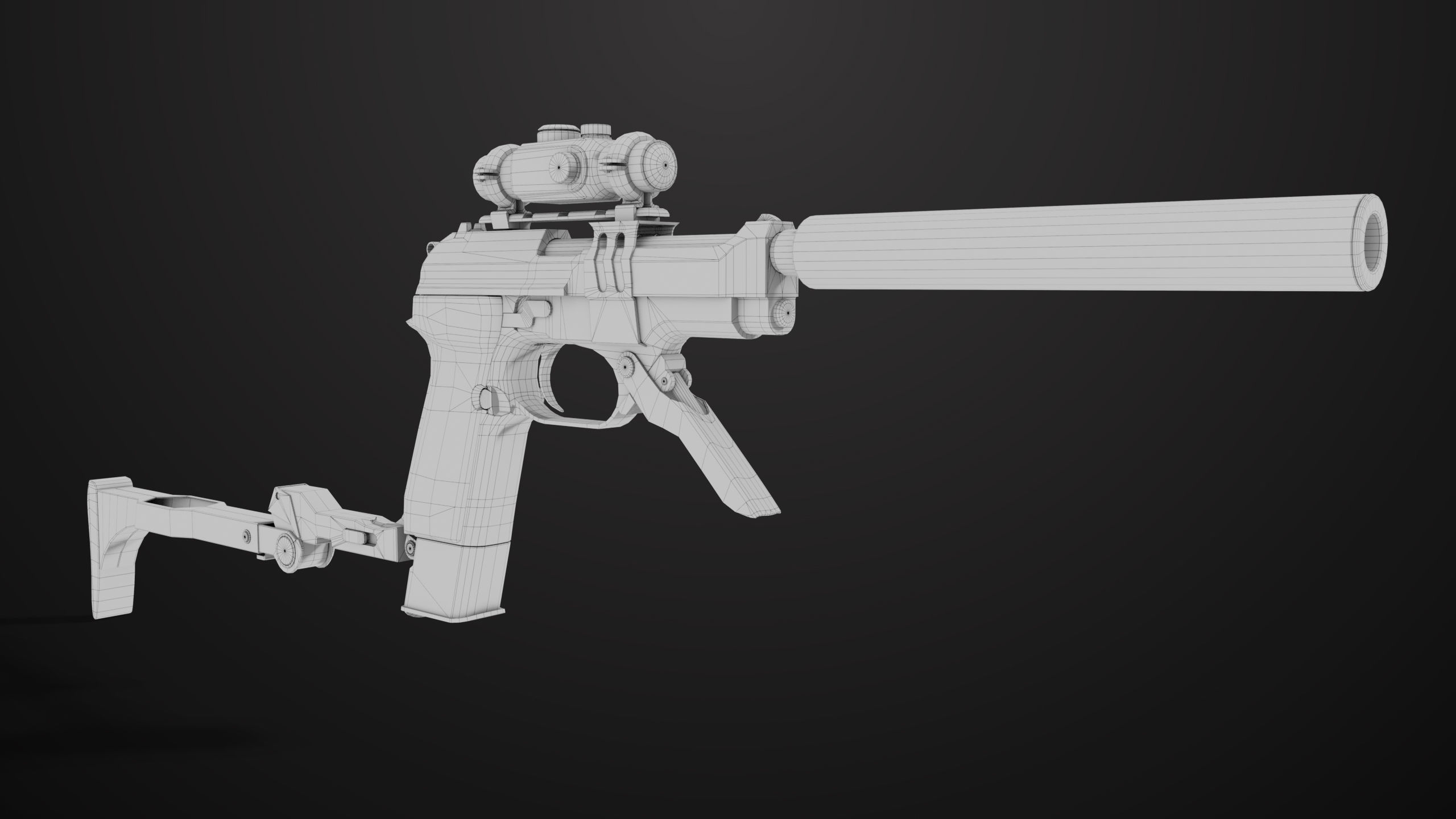 Pistol 08 Silver Generic All PBR UE Textures Included Low-poly 3D model_47