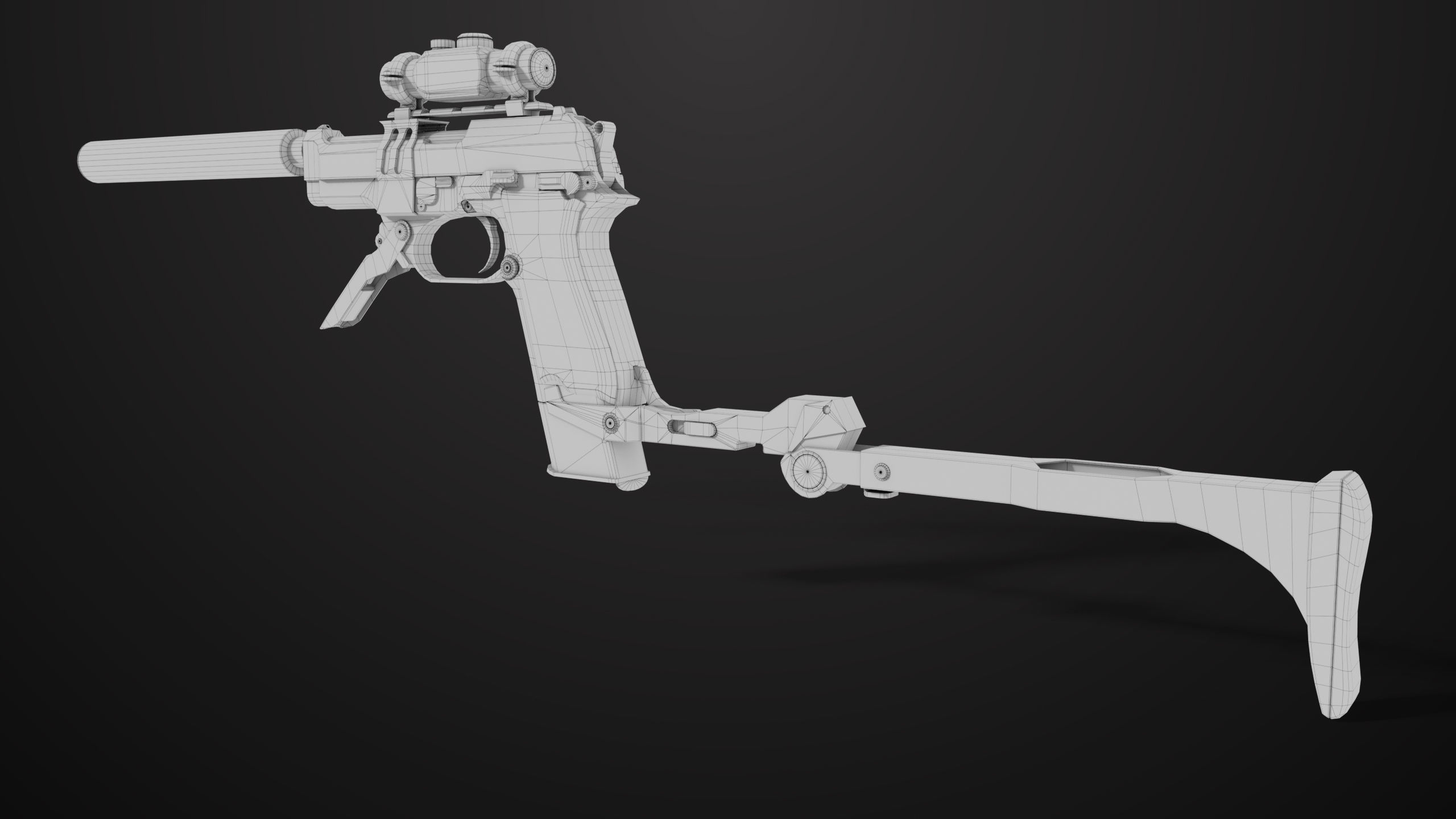 Pistol 08 Silver Generic All PBR UE Textures Included Low-poly 3D model_53