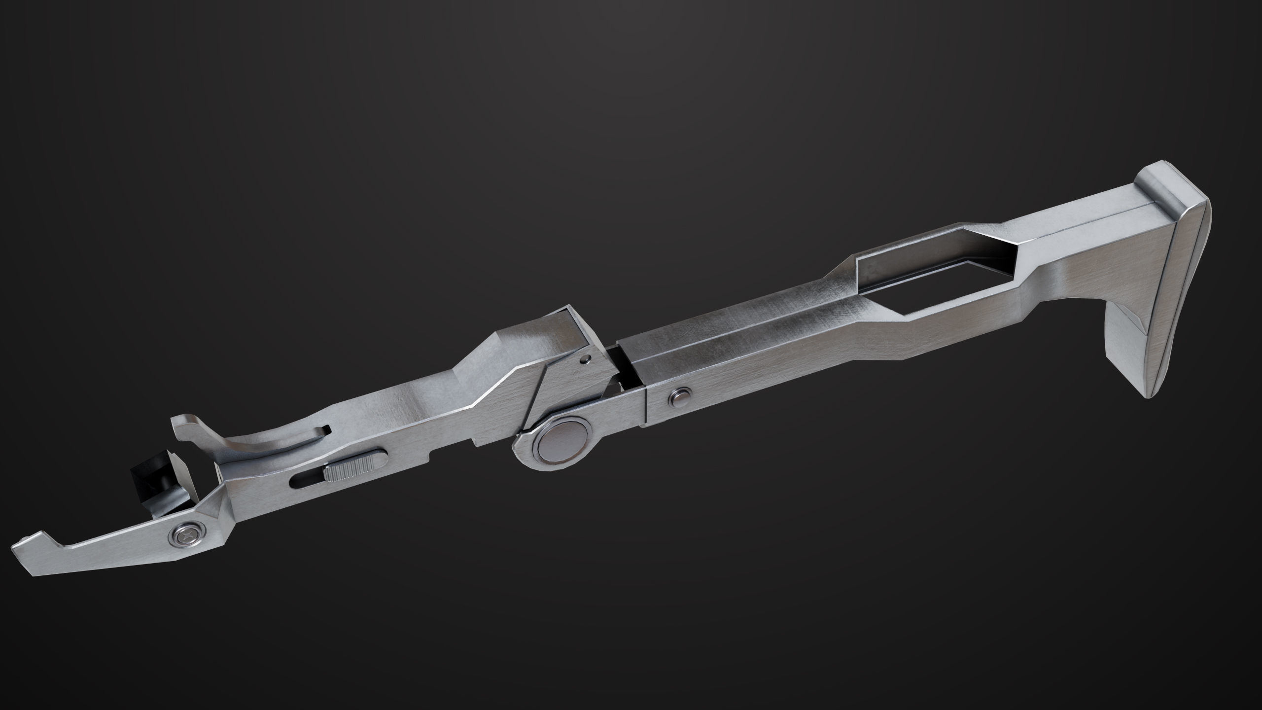 Pistol 08 Silver Generic All PBR UE Textures Included Low-poly 3D model_25