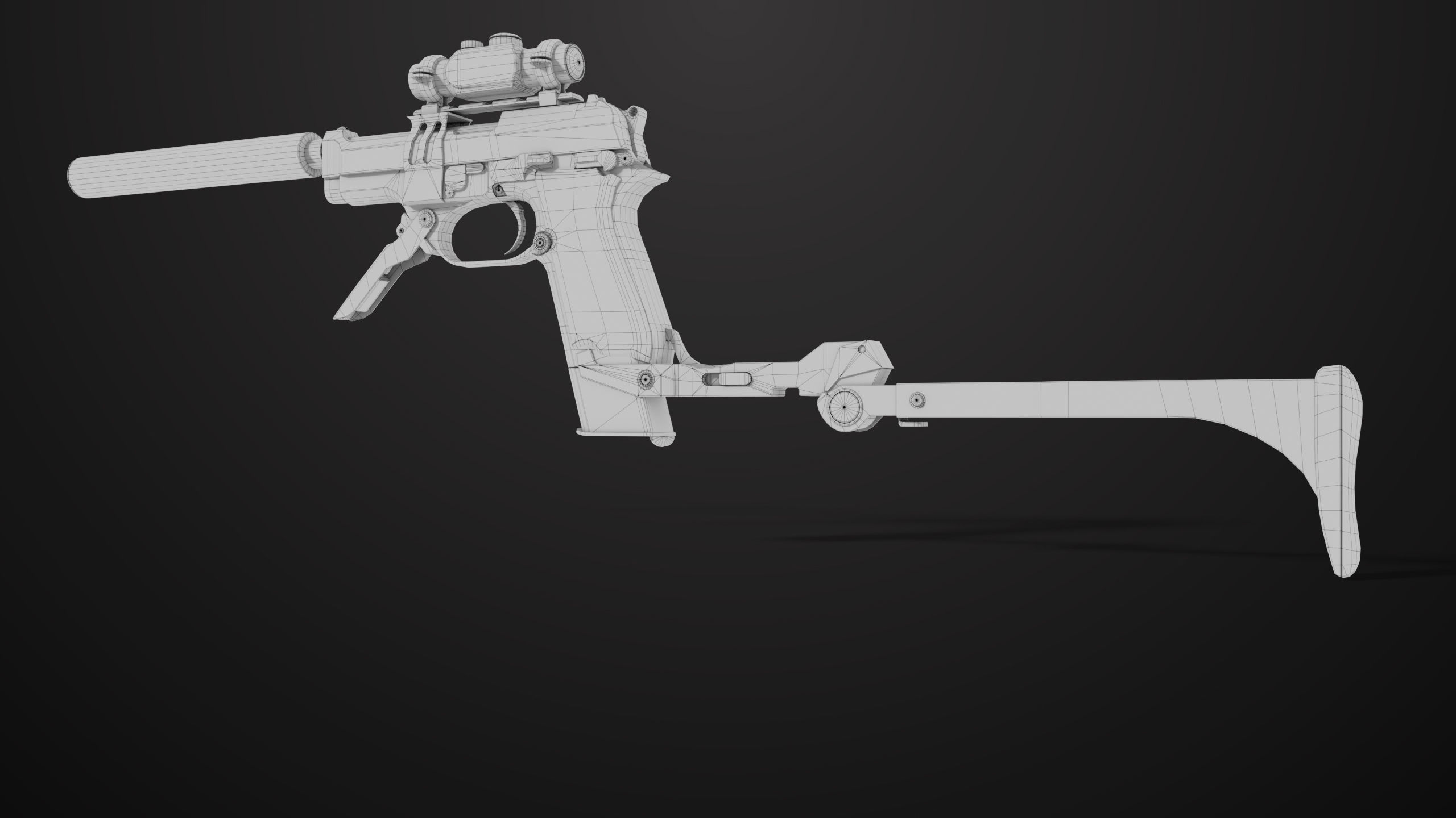 Pistol 08 Silver Generic All PBR UE Textures Included Low-poly 3D model_62