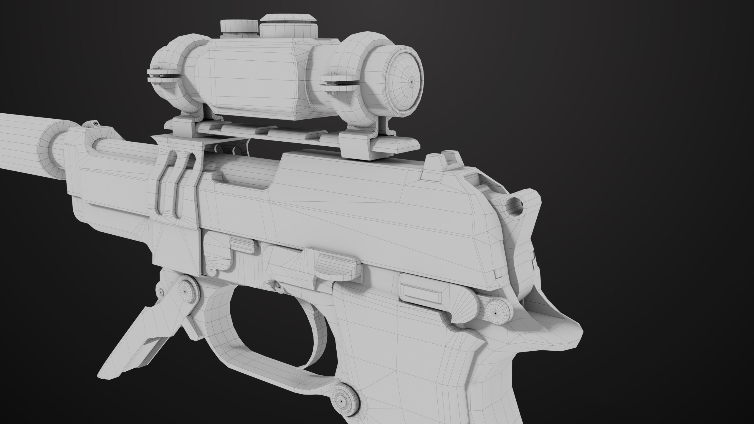 Pistol 08 Silver Generic All PBR UE Textures Included Low-poly 3D model_57