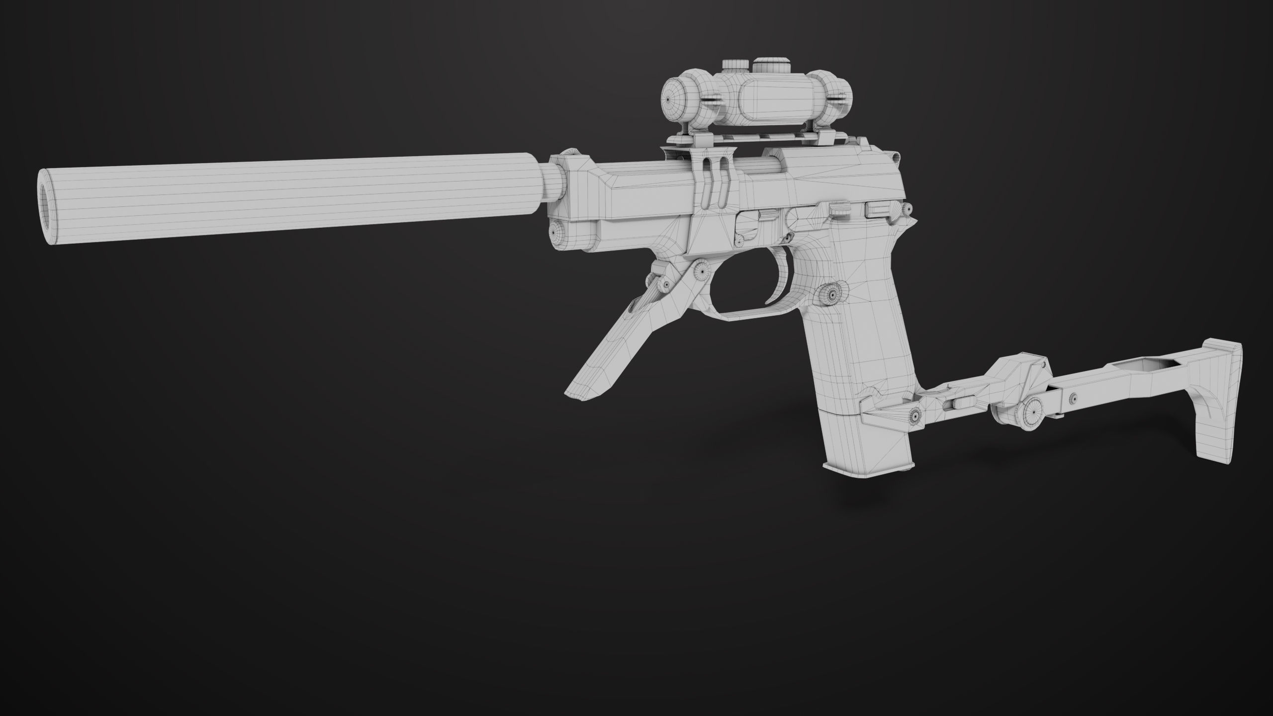 Pistol 08 Silver Generic All PBR UE Textures Included Low-poly 3D model_46