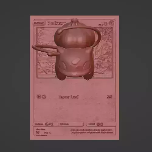 Bulbasaur  4D Card  Fan Custom 3D Printing File  Pokemon 