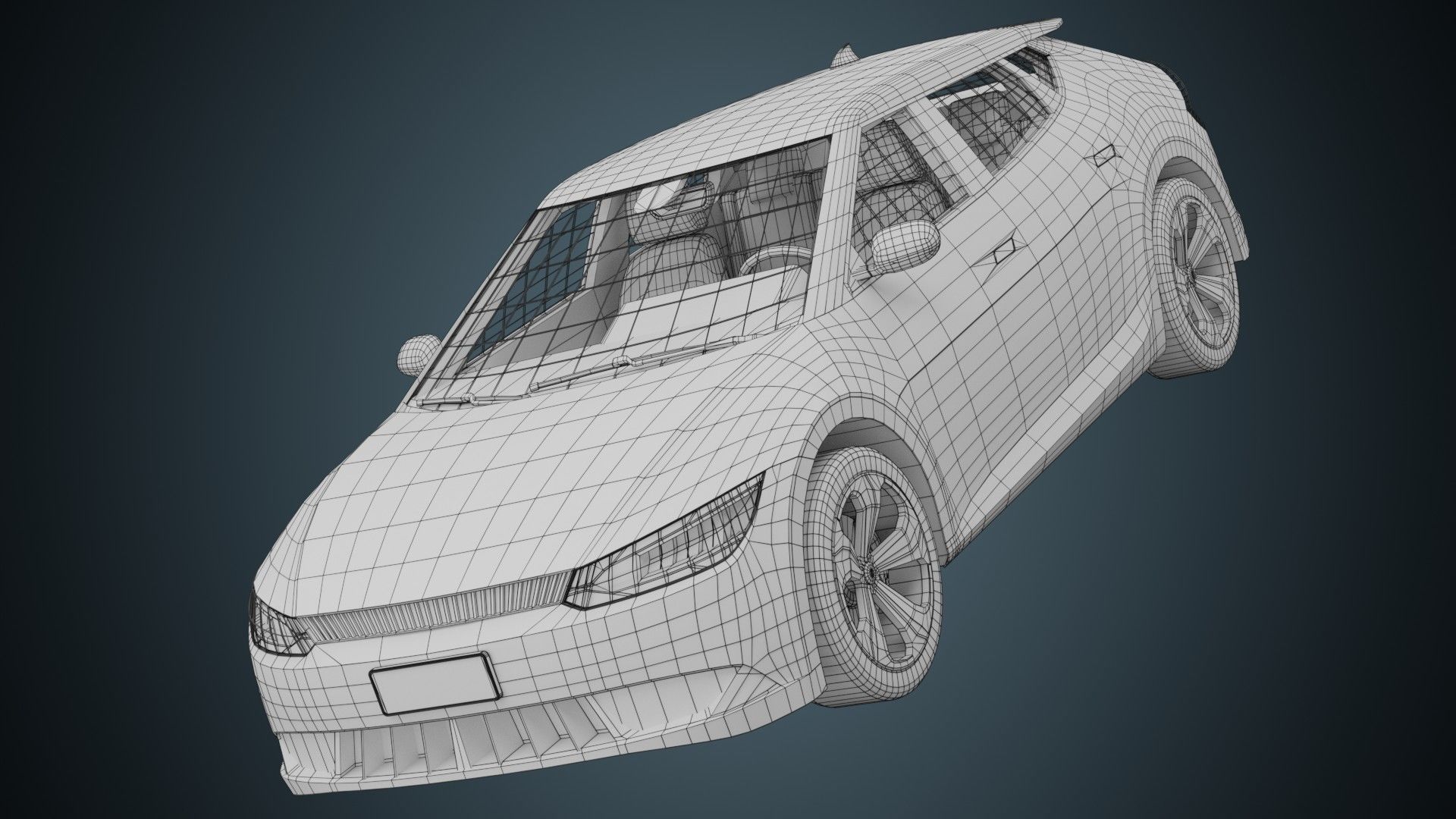 EV Car 01 Low-poly 3D model_5
