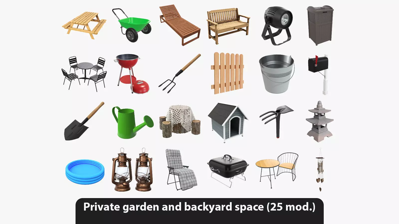 Private garden and backyard space 3D model_0