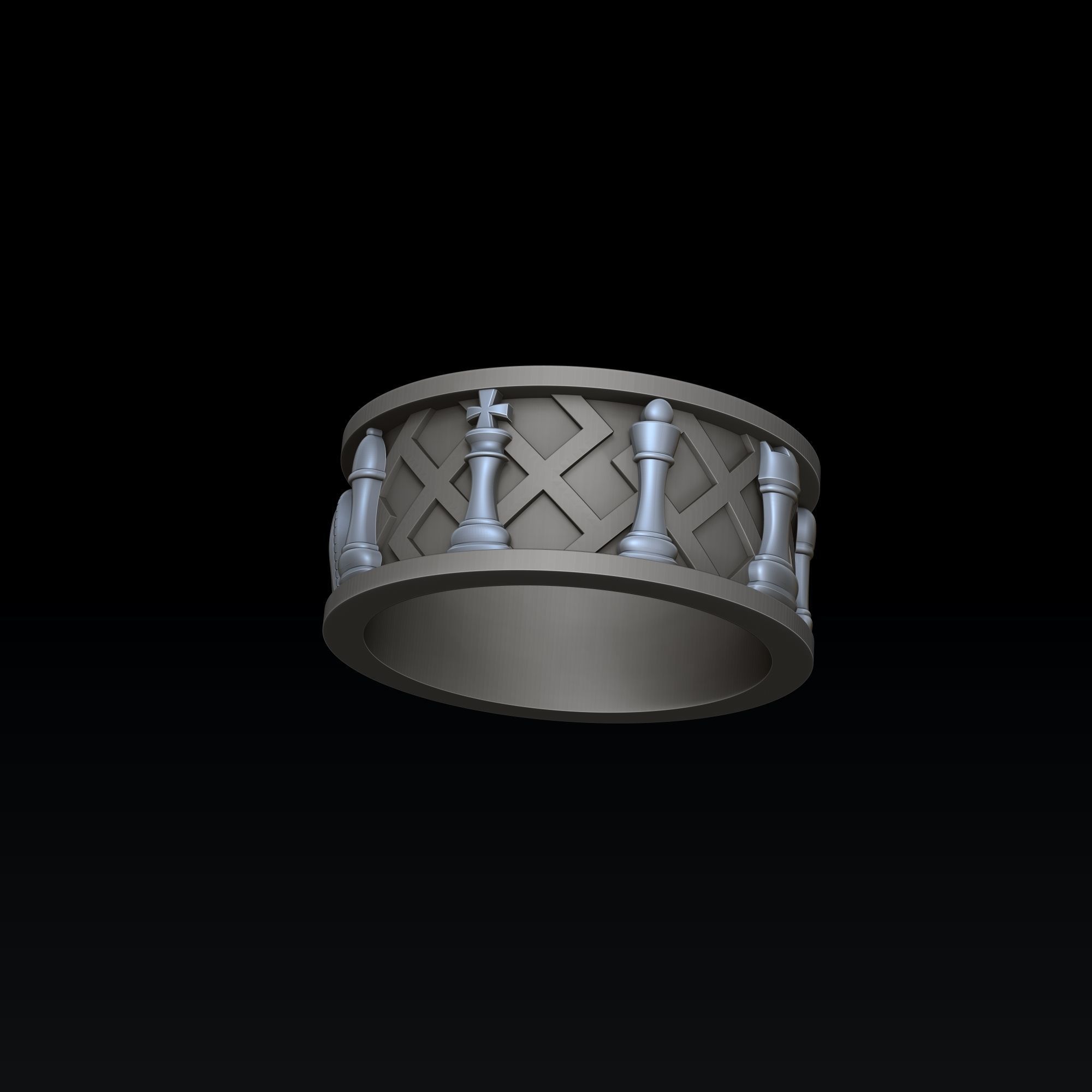 Jewelry Chess Ring With Enamel 3D print model_1