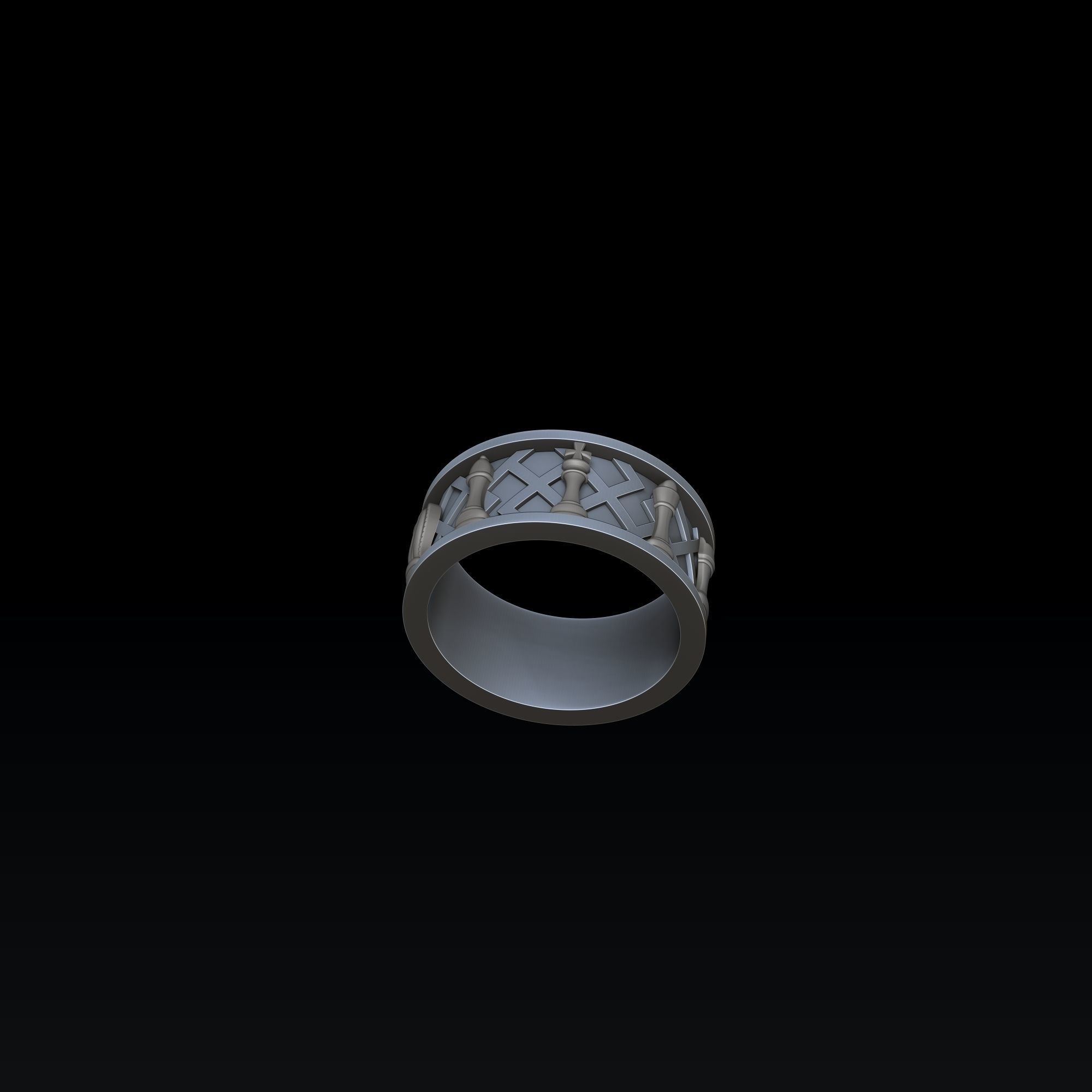 Jewelry Chess Ring With Enamel 3D print model_3